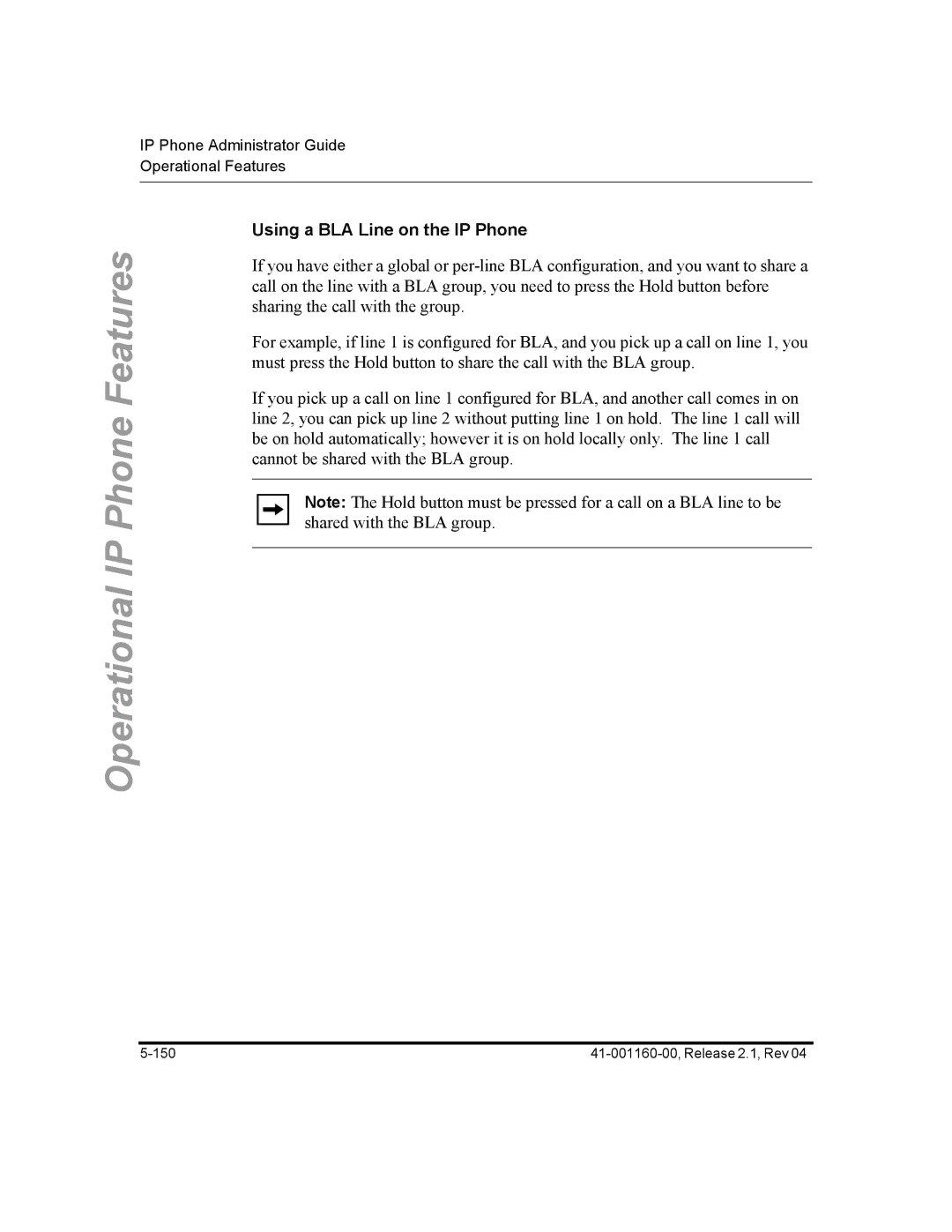 Aastra Telecom 57I CT, 55I, 53I manual Using a BLA Line on the IP Phone 