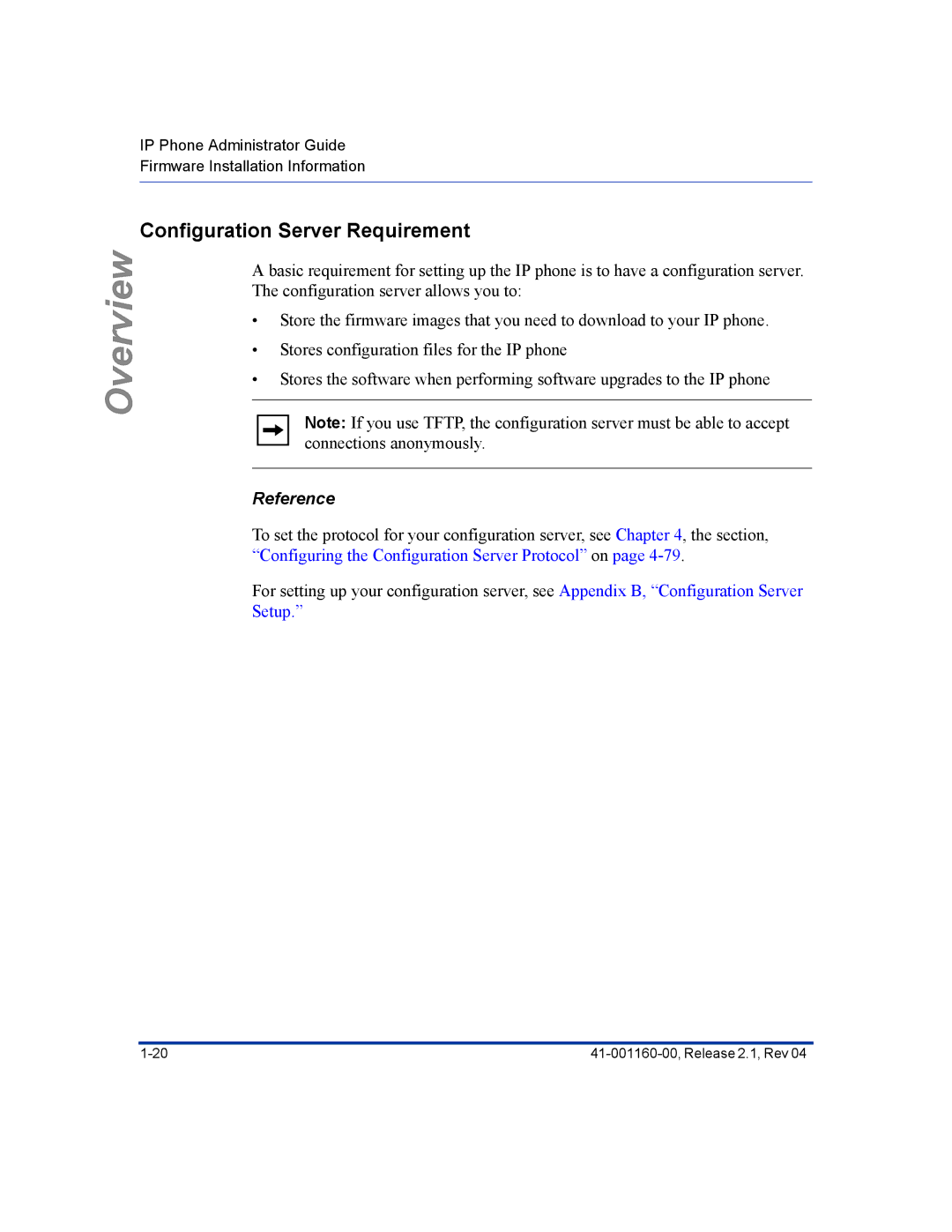 Aastra Telecom 57I CT, 55I, 53I manual Configuration Server Requirement, Reference 