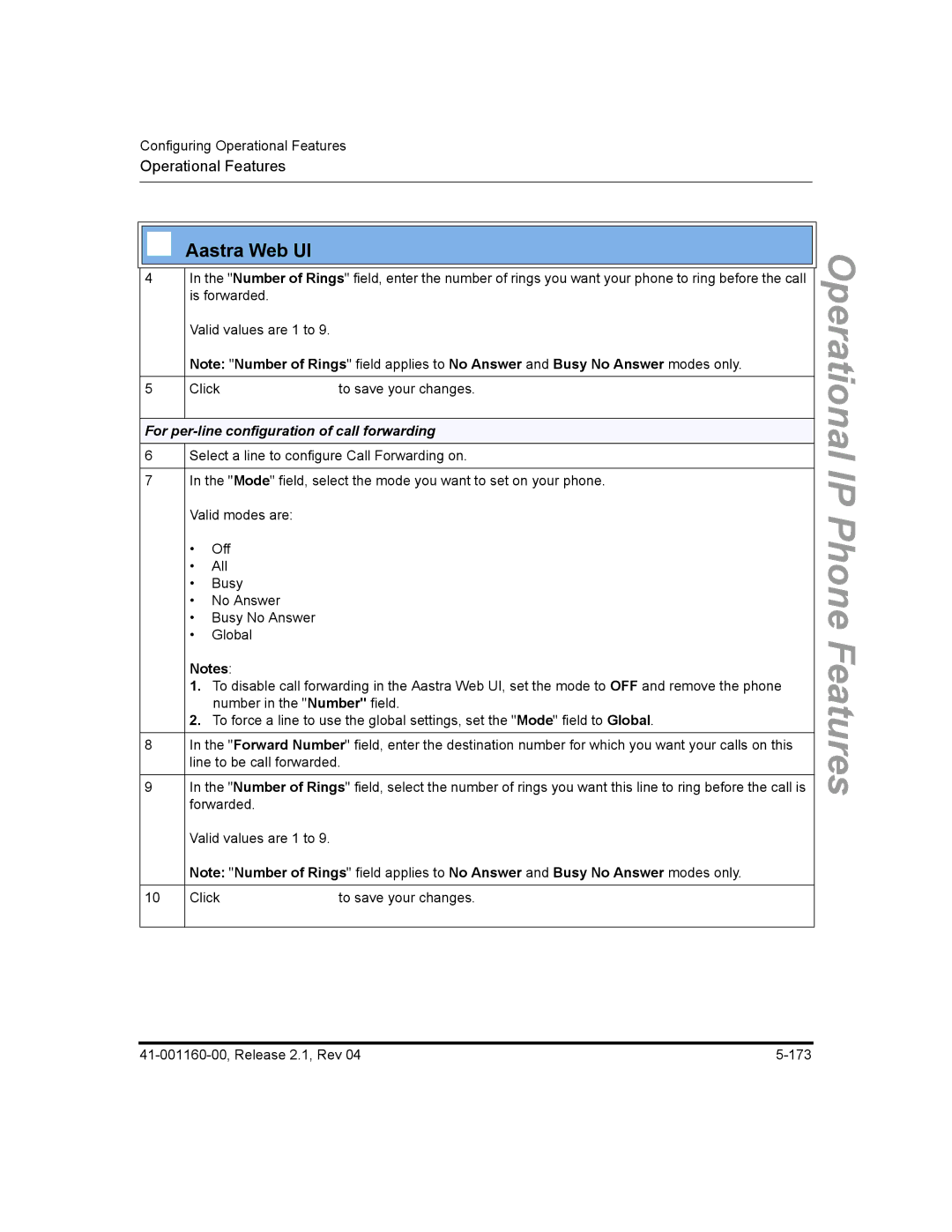 Aastra Telecom 53I, 57I CT, 55I manual For per-line configuration of call forwarding 