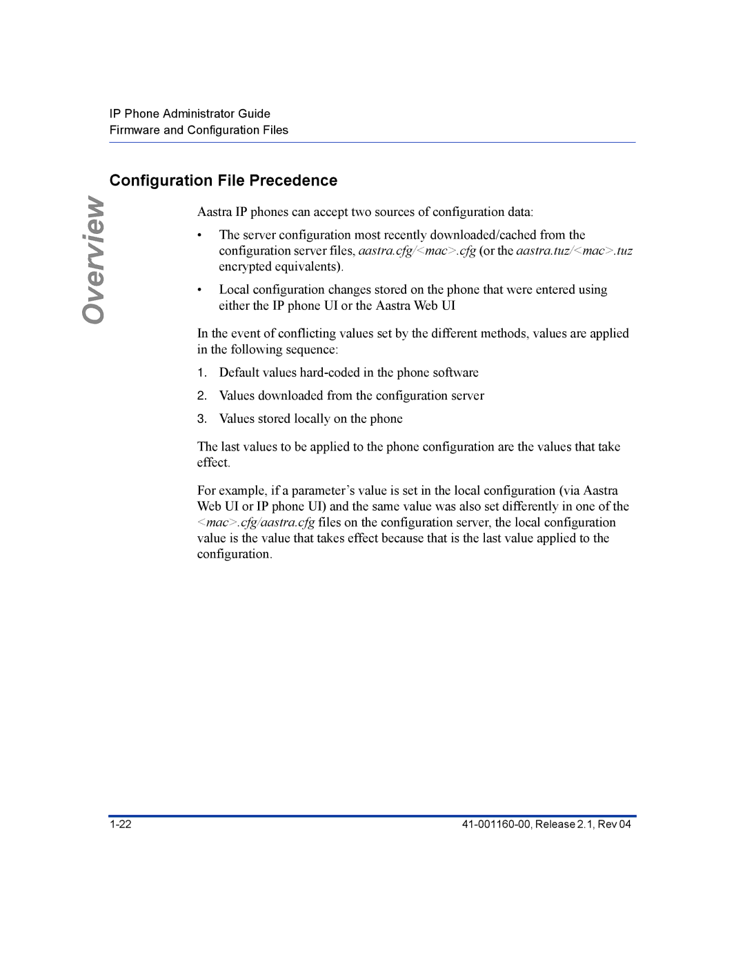 Aastra Telecom 57I CT, 55I, 53I manual Configuration File Precedence 