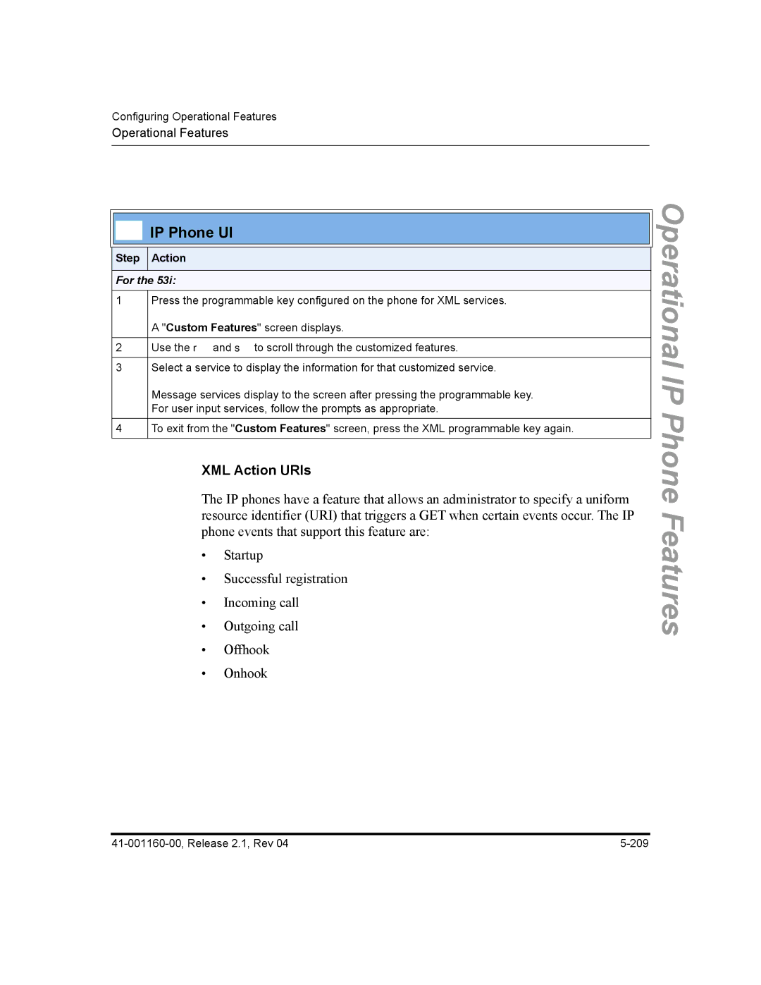 Aastra Telecom 53I, 57I CT, 55I manual XML Action URIs, For 