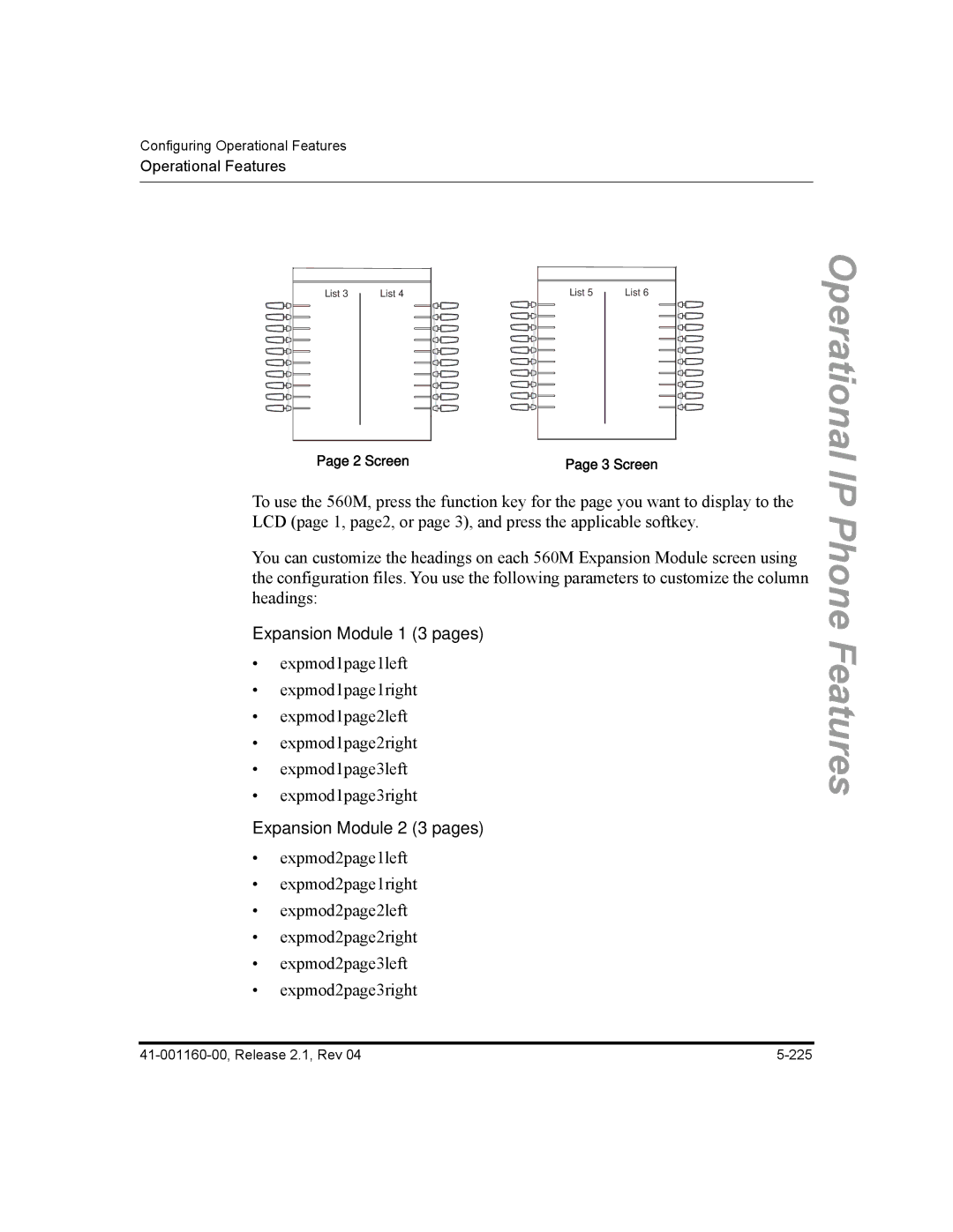 Aastra Telecom 53I, 57I CT, 55I manual Expansion Module 1 3 pages, Expansion Module 2 3 pages, Screen 