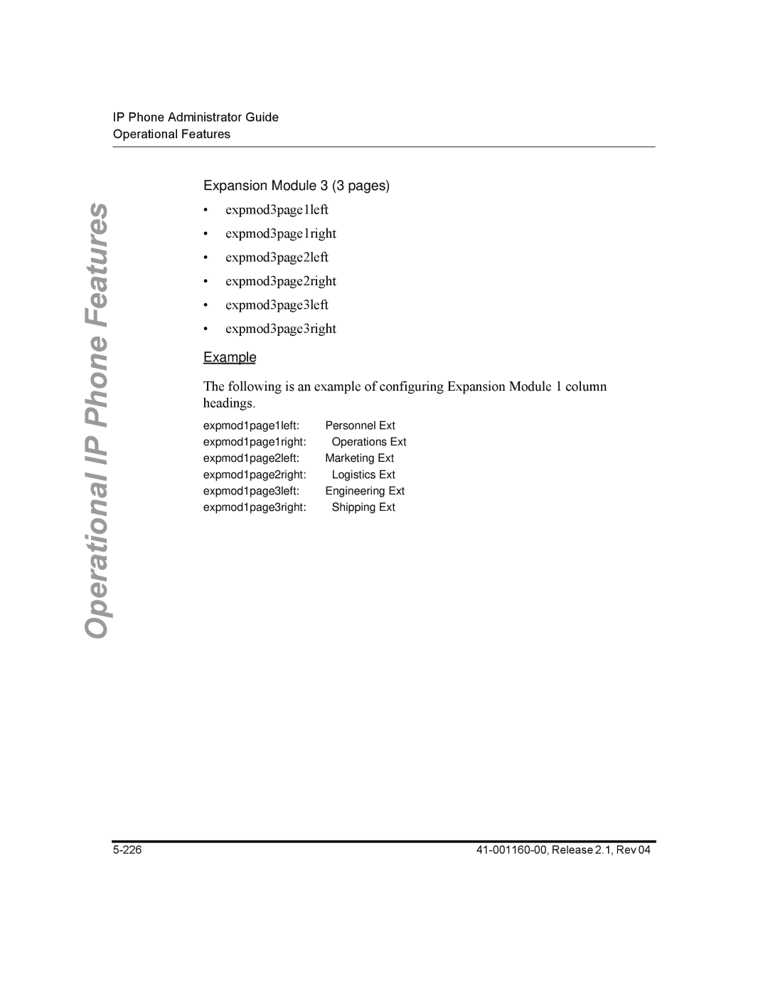 Aastra Telecom 57I CT, 55I, 53I manual Expansion Module 3 3 pages, Example 