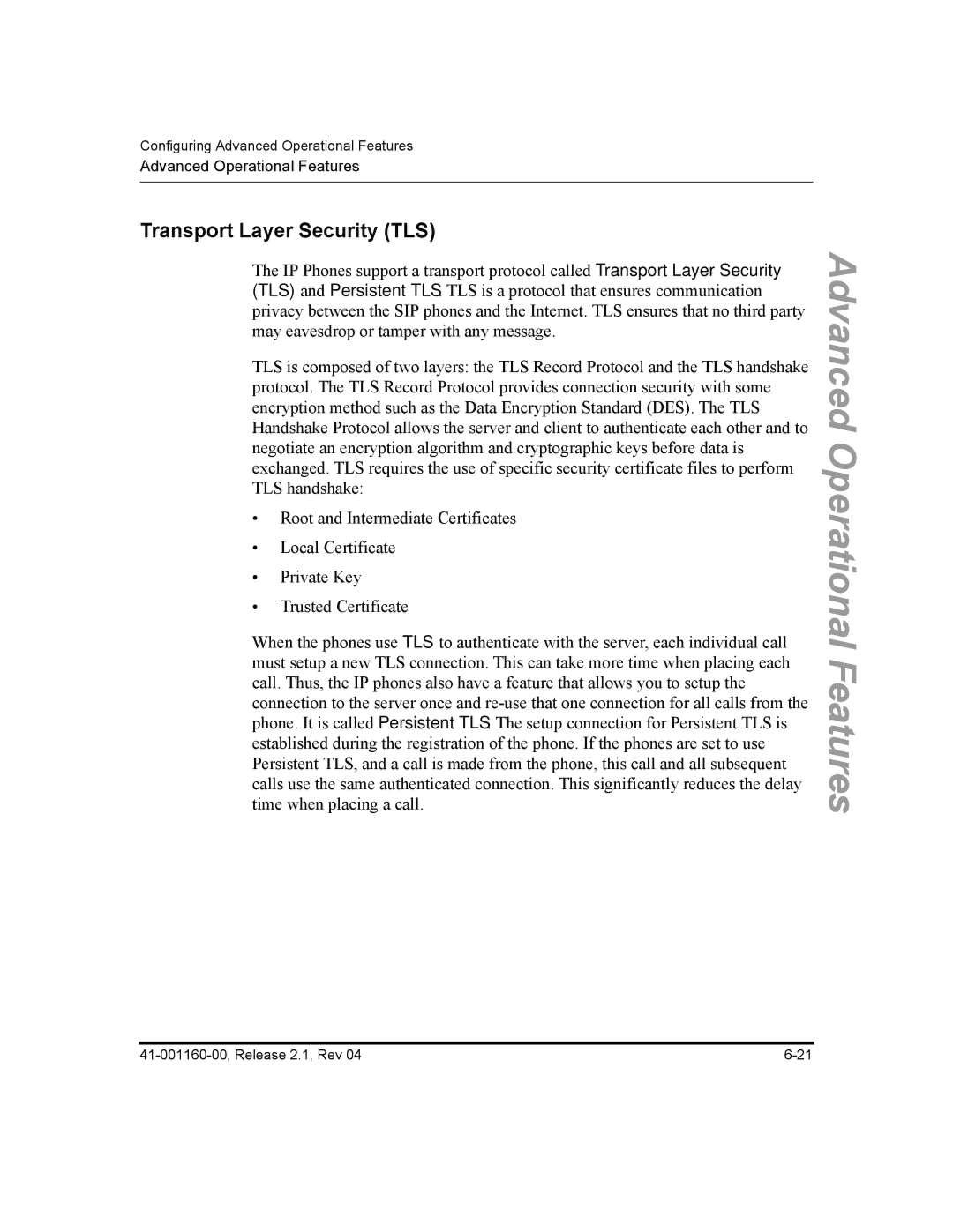 Aastra Telecom 53I, 57I CT, 55I manual Transport Layer Security TLS 