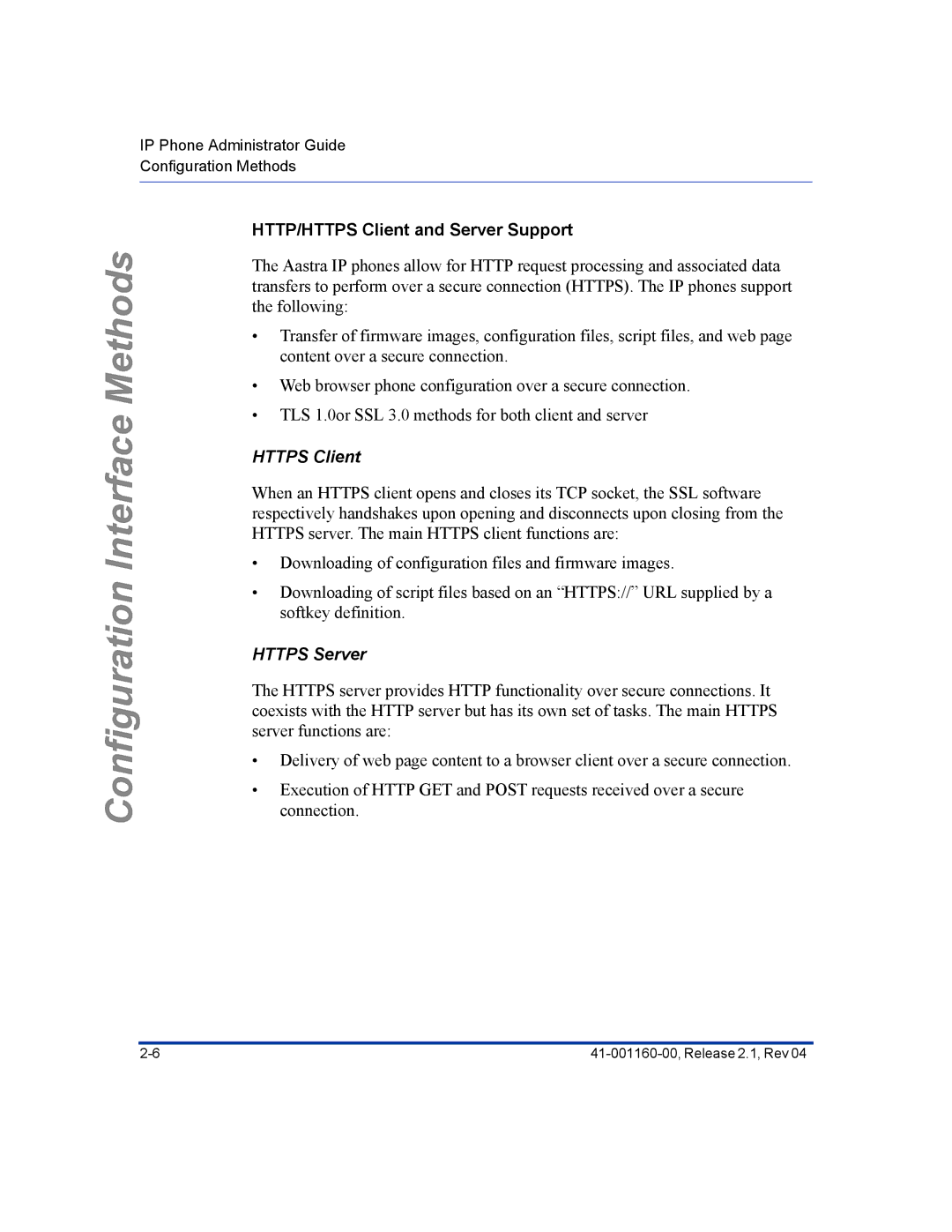 Aastra Telecom 57I CT, 55I, 53I manual HTTP/HTTPS Client and Server Support, Https Client, Https Server 