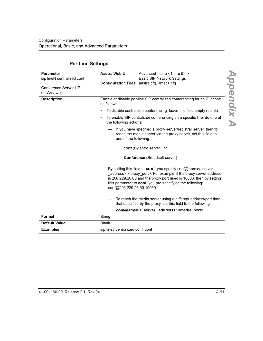 Aastra Telecom 53I, 57I CT, 55I manual Per-Line Settings, Examples 