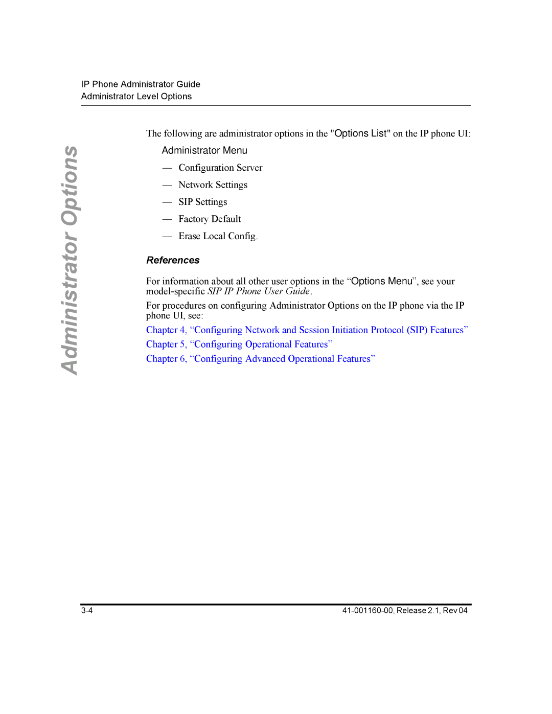 Aastra Telecom 57I CT, 55I, 53I manual Administrator Menu, References 