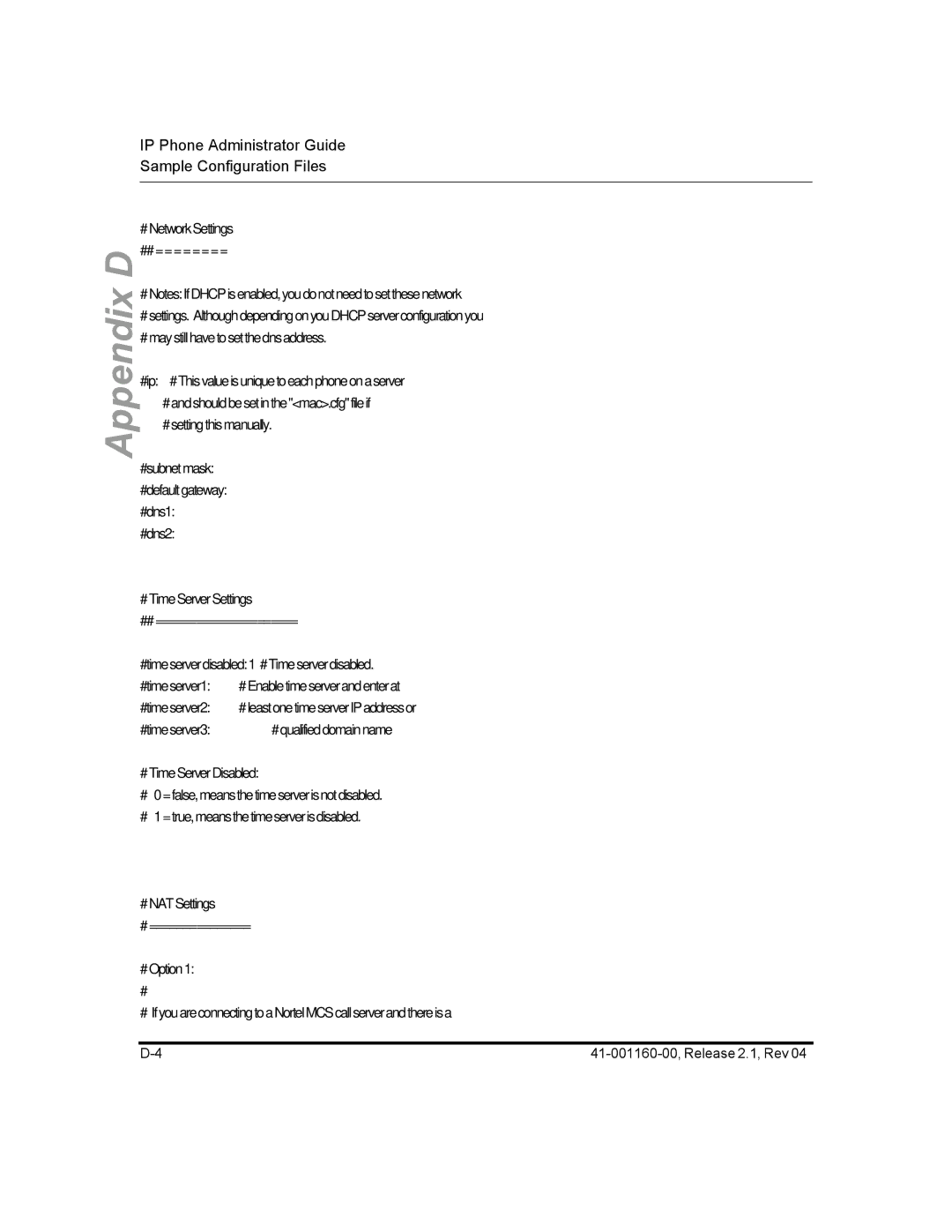 Aastra Telecom 57I CT, 55I, 53I manual # Time Server Settings ## ===================== 