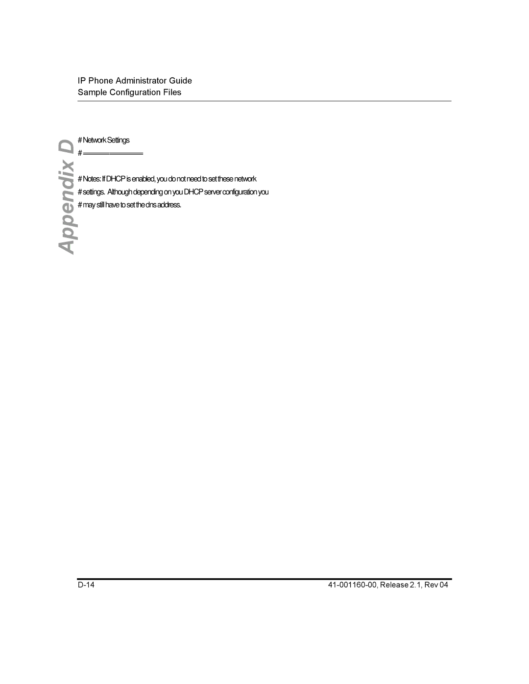 Aastra Telecom 57I CT, 55I, 53I manual # Network Settings # ================ 