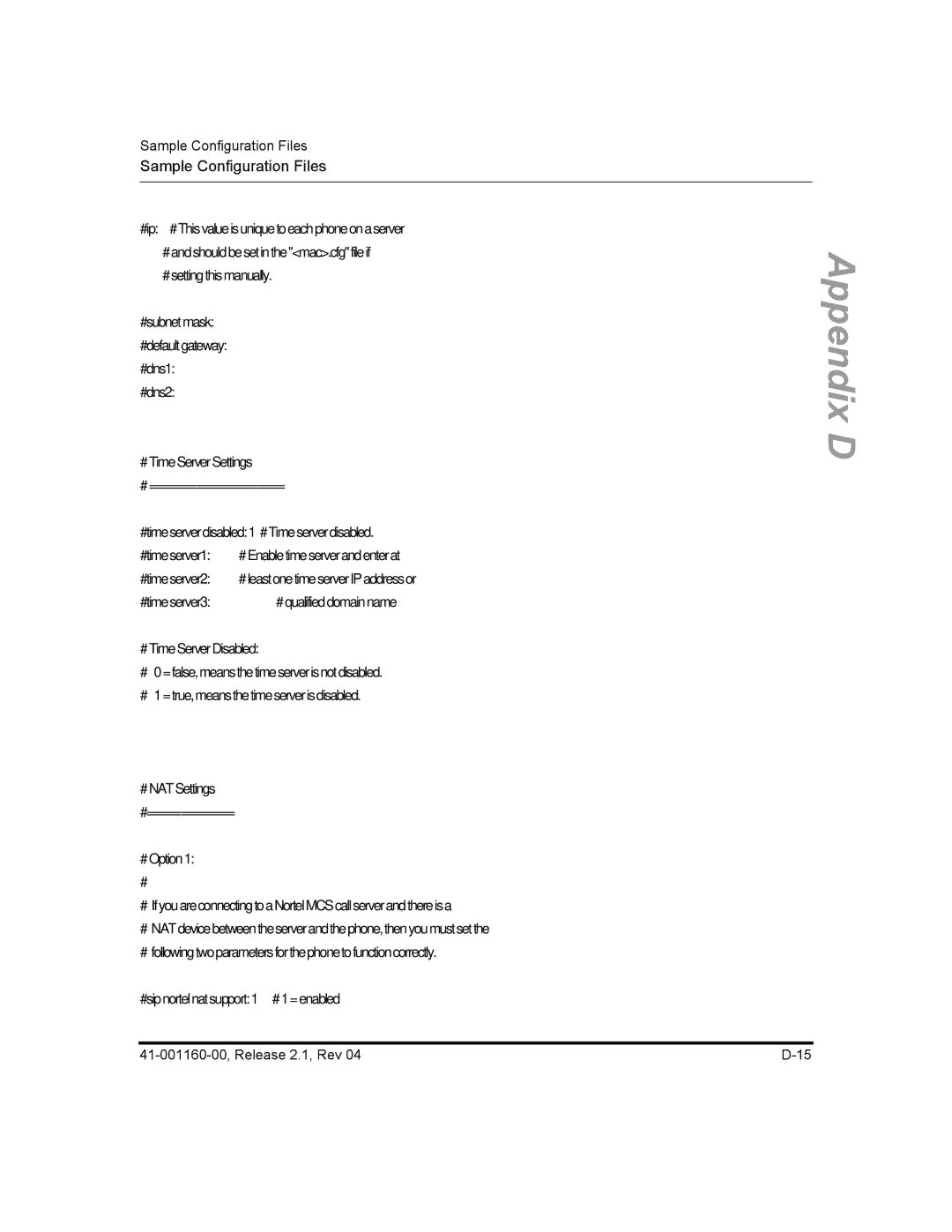 Aastra Telecom 53I, 57I CT, 55I manual # Time Server Settings # ==================== 