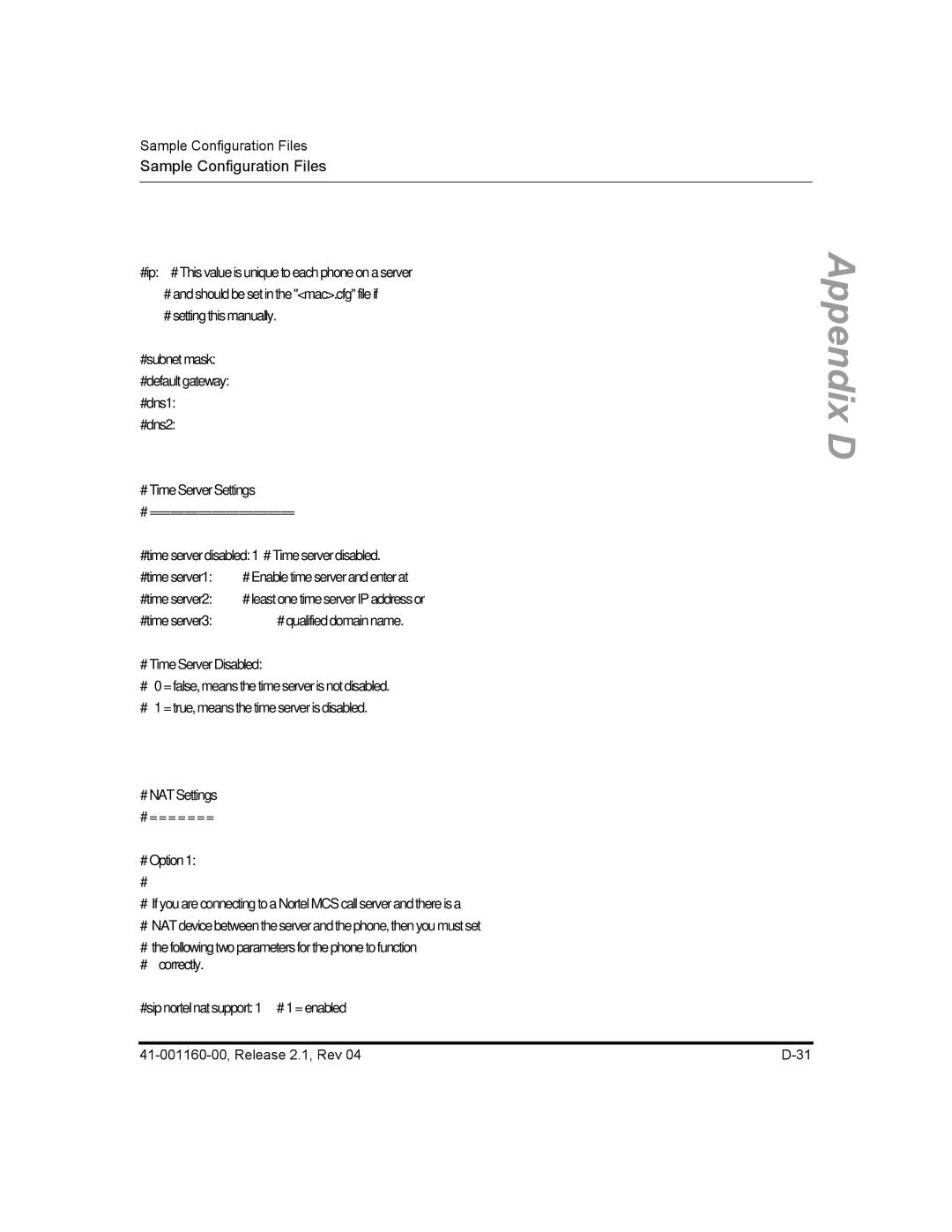 Aastra Telecom 53I, 57I CT, 55I manual # Time Server Settings # ===================== 