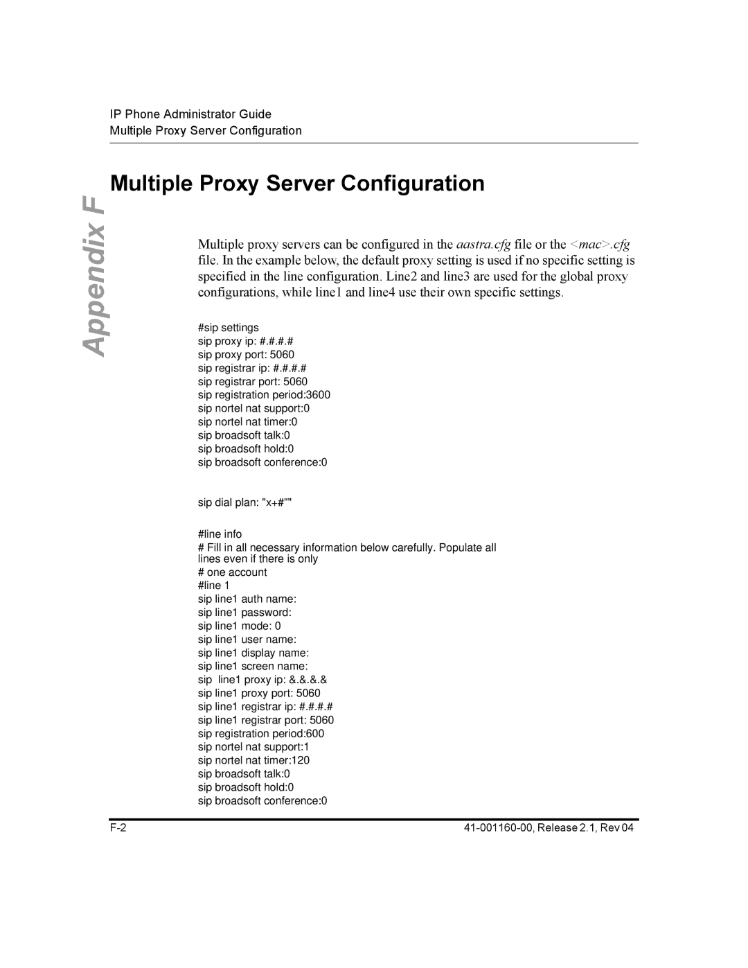 Aastra Telecom 57I CT, 55I, 53I manual Multiple Proxy Server Configuration 