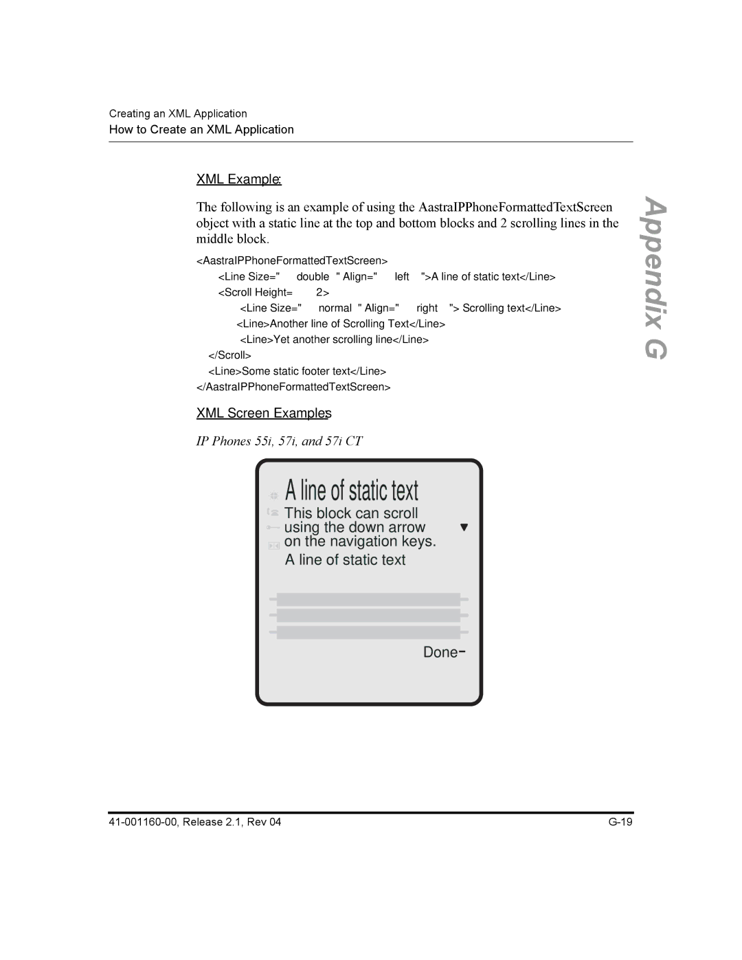 Aastra Telecom 55I, 57I CT, 53I manual Line of static text 