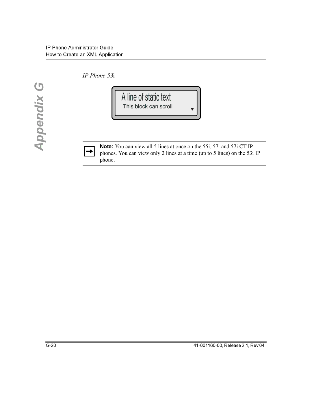 Aastra Telecom 57I CT, 55I, 53I manual Line of static text 