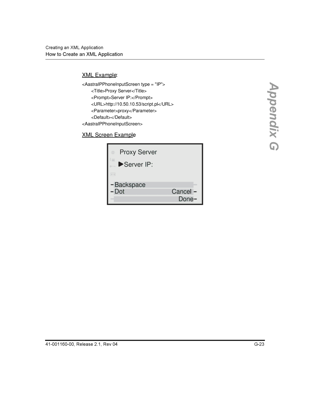 Aastra Telecom 55I, 57I CT, 53I manual Proxy Server Server IP Backspace Dot Cancel Done 