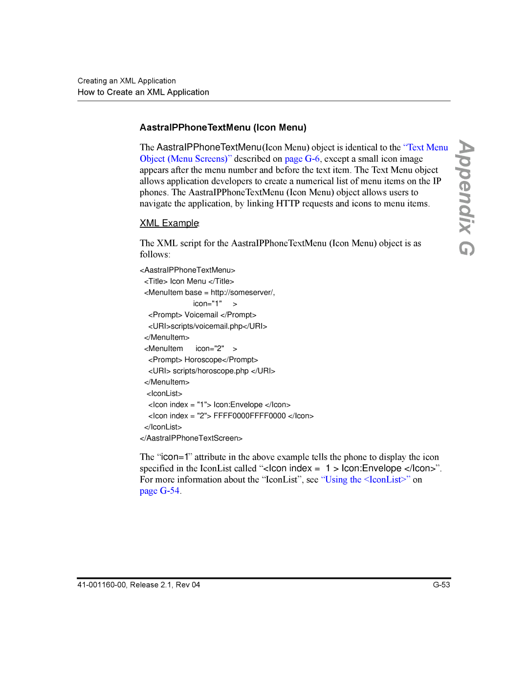 Aastra Telecom 53I, 57I CT, 55I manual AastraIPPhoneTextMenu Icon Menu 