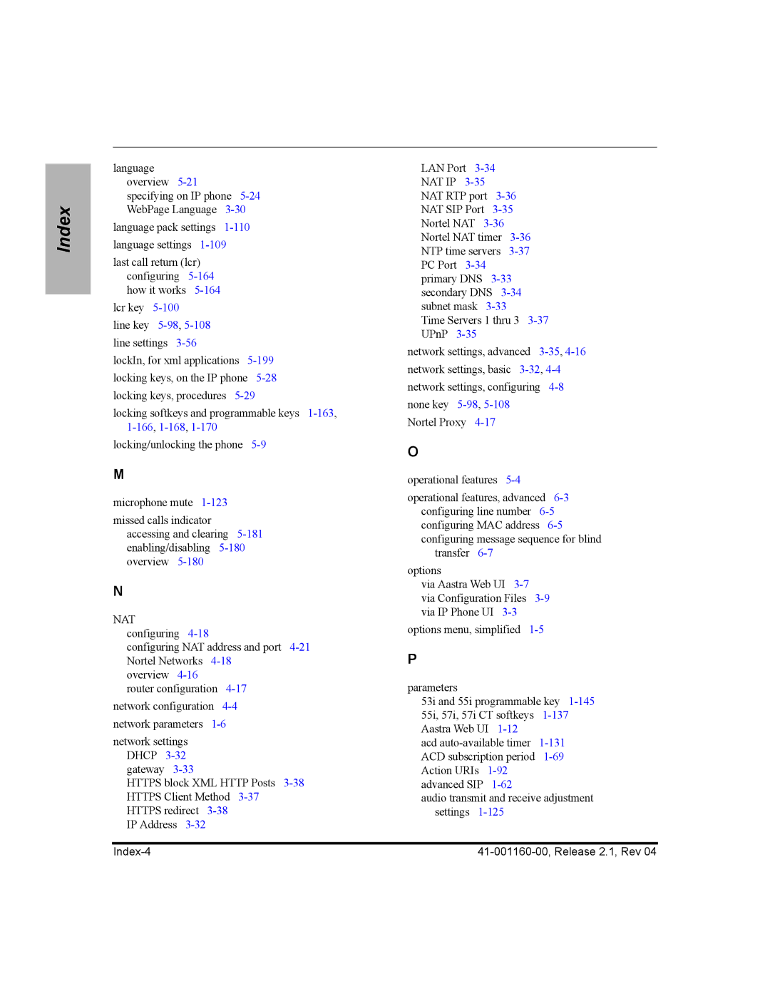 Aastra Telecom 57I CT, 55I, 53I manual Index-4 