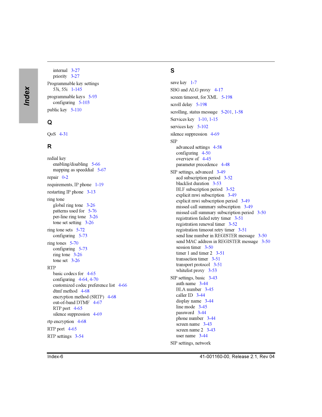 Aastra Telecom 57I CT, 55I, 53I manual Index-6 