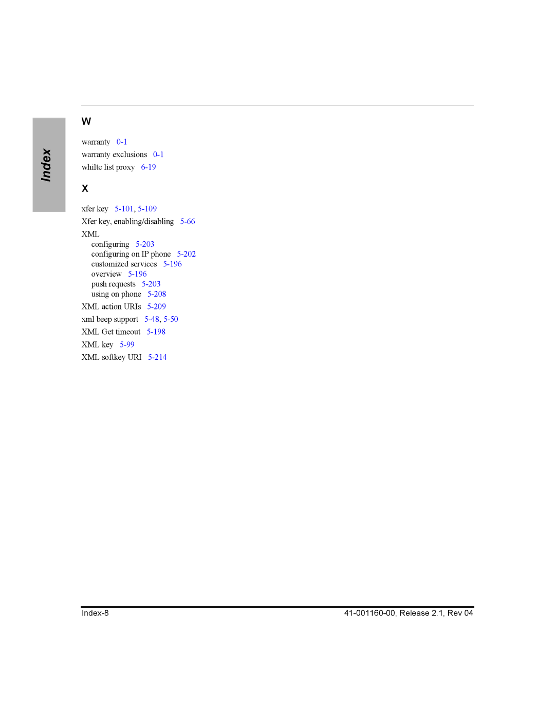 Aastra Telecom 57I CT, 55I, 53I manual Index-8 