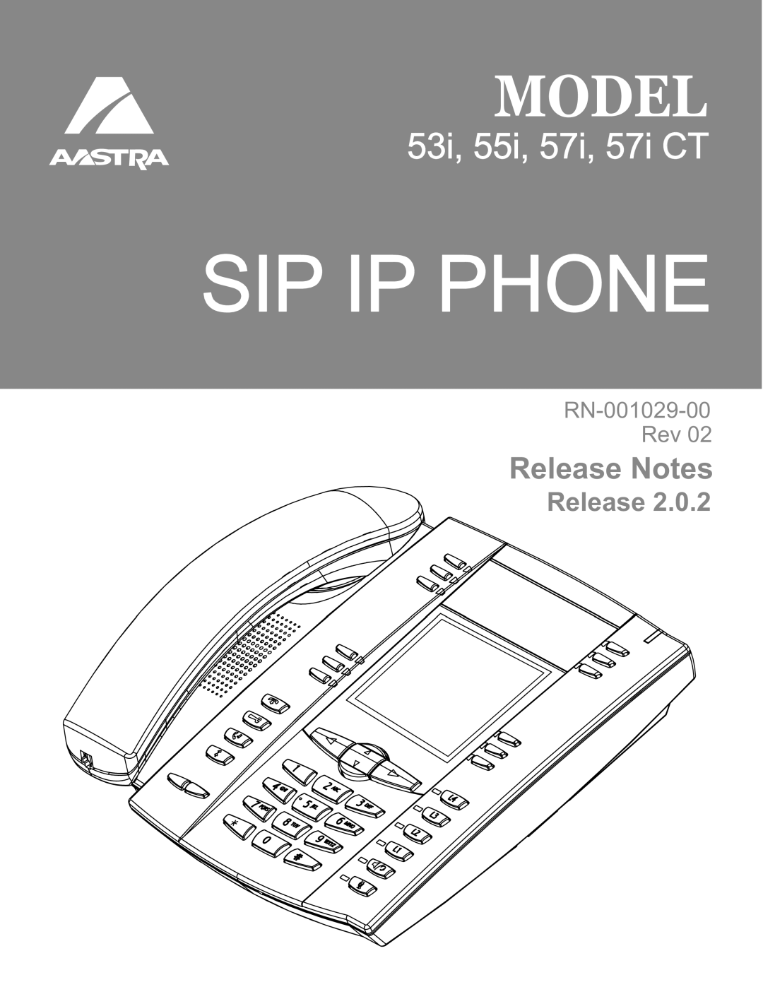 Aastra Telecom 55I, 57I CT manual Sip Ip Phone, 53i, 55i, 57i, 57i CT, Release Notes, RN-001029-00 Rev 