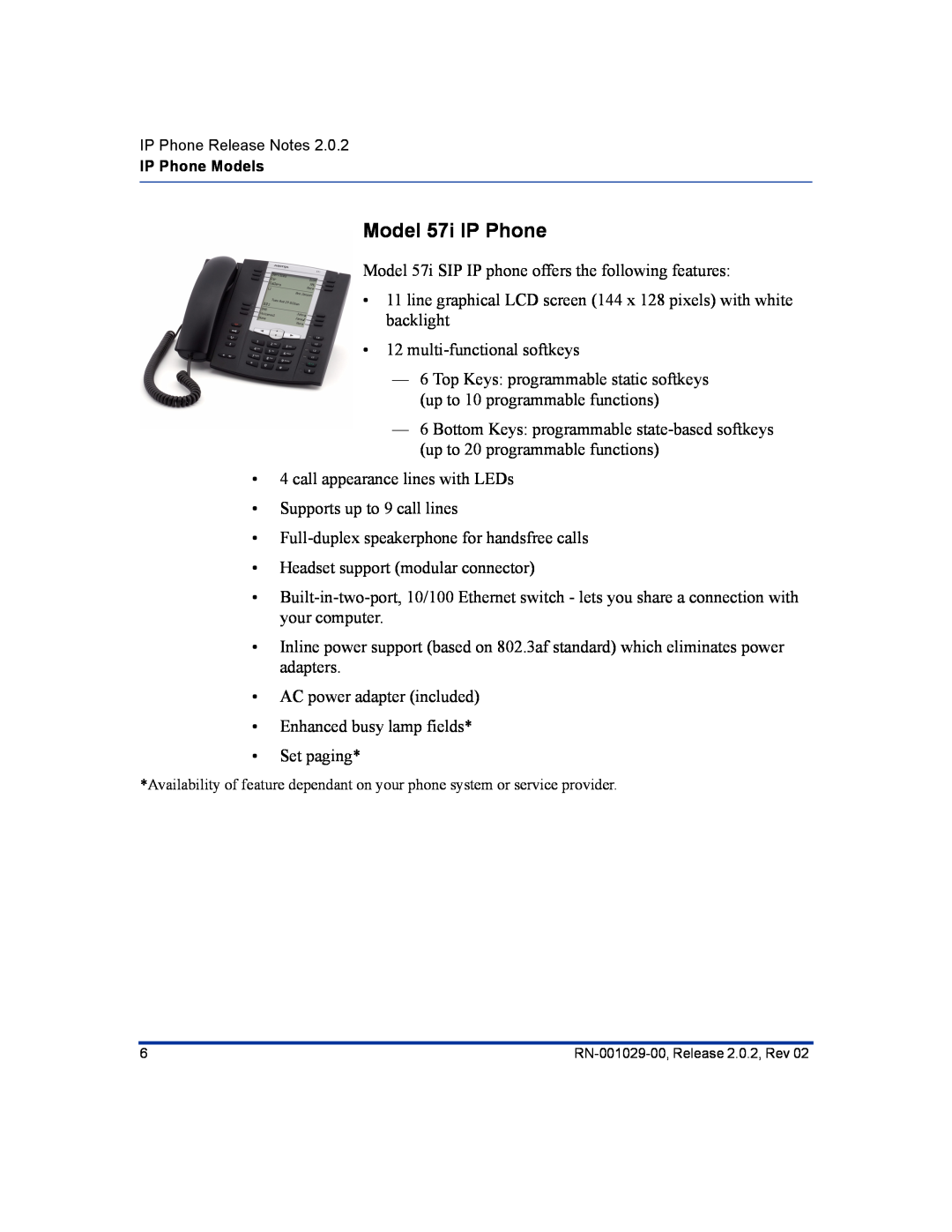 Aastra Telecom 55I, 57I CT manual Model 57i IP Phone 