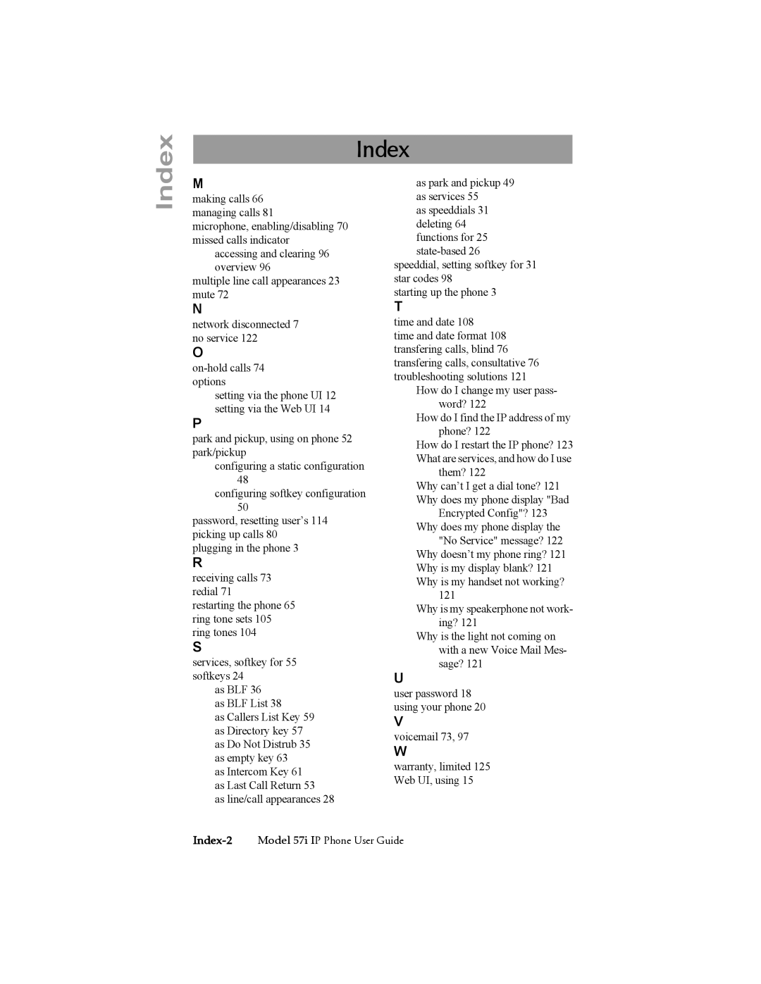 Aastra Telecom 57i IP Phone manual Index 