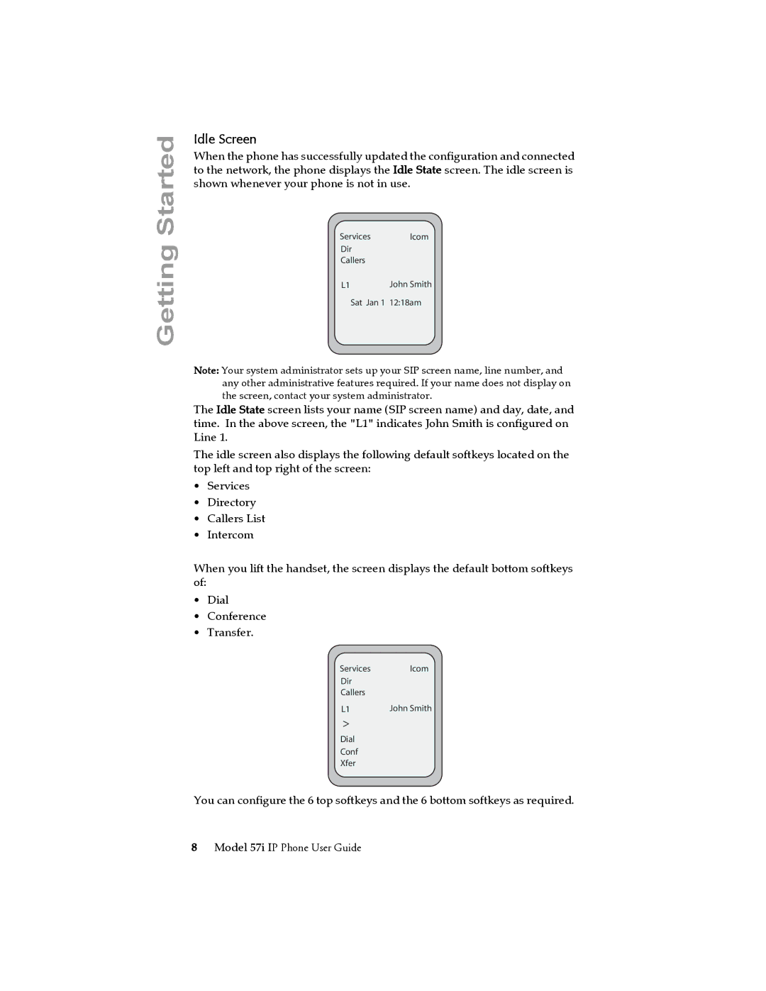 Aastra Telecom 57i IP Phone manual Idle Screen 