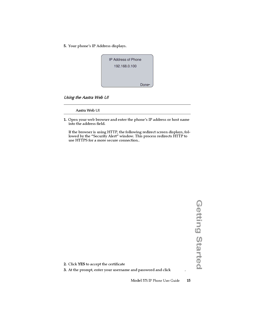 Aastra Telecom 57i IP Phone manual Using the Aastra Web UI 