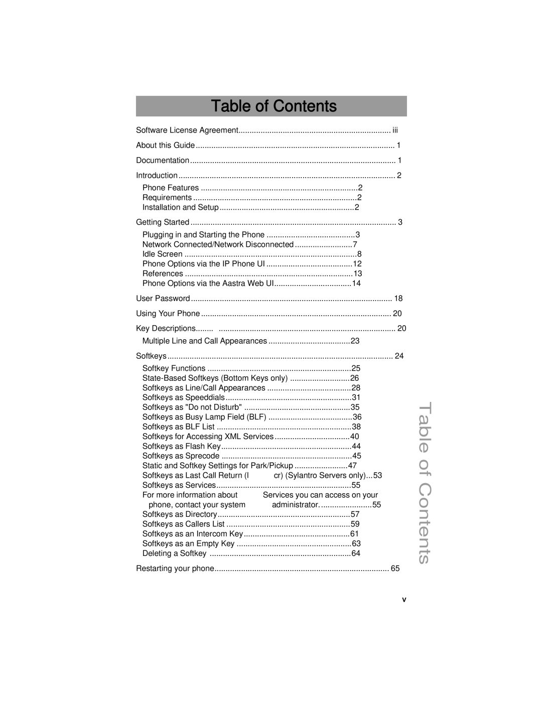 Aastra Telecom 57i IP Phone manual Table of Contents 