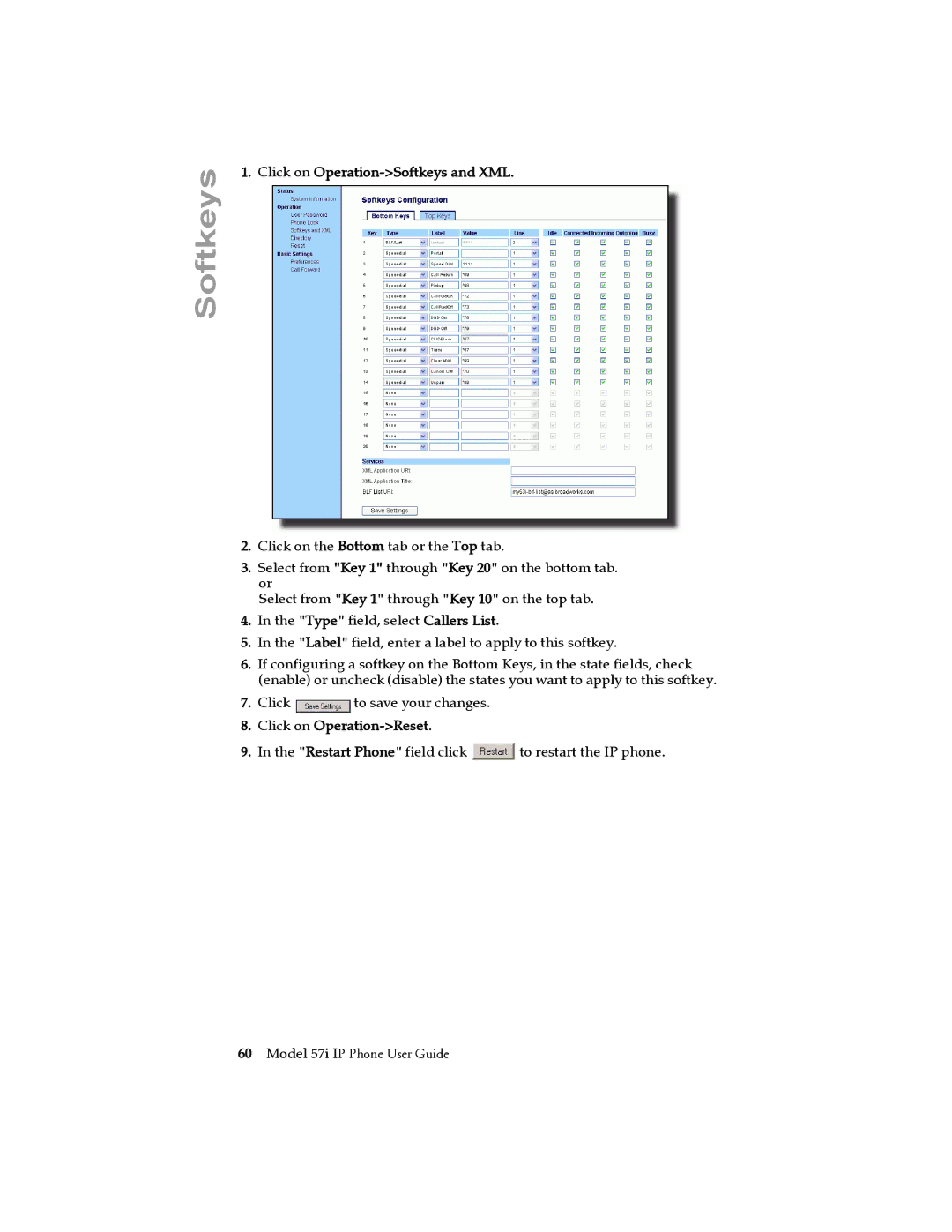 Aastra Telecom 57i IP Phone manual Softkeys 