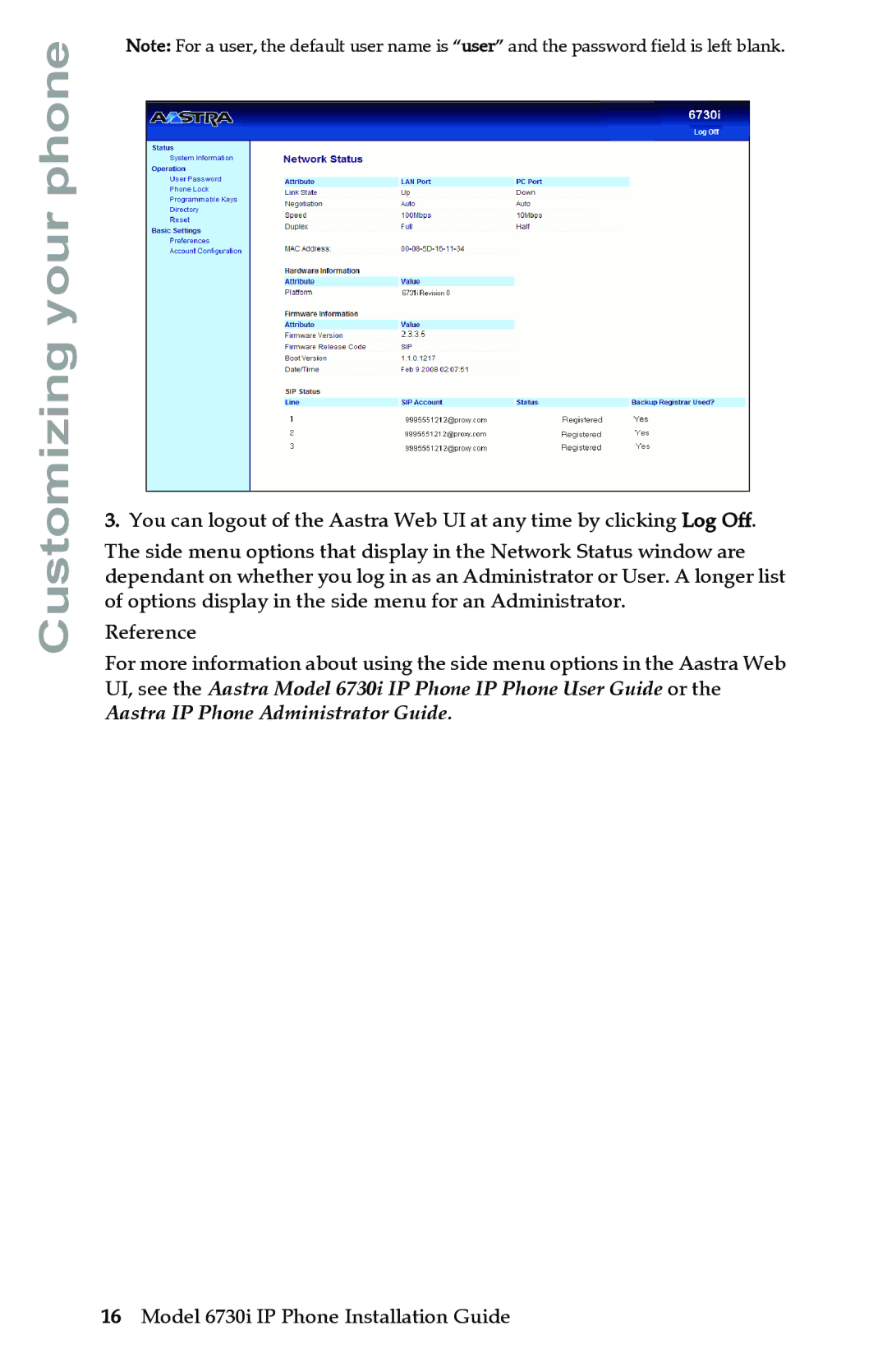 Aastra Telecom 6730I manual Aastra IP Phone Administrator Guide 