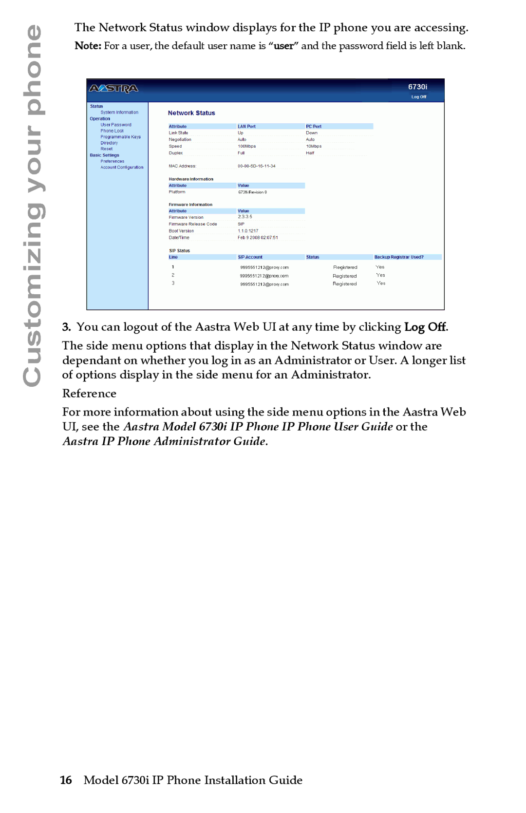 Aastra Telecom 6730I manual Aastra IP Phone Administrator Guide 