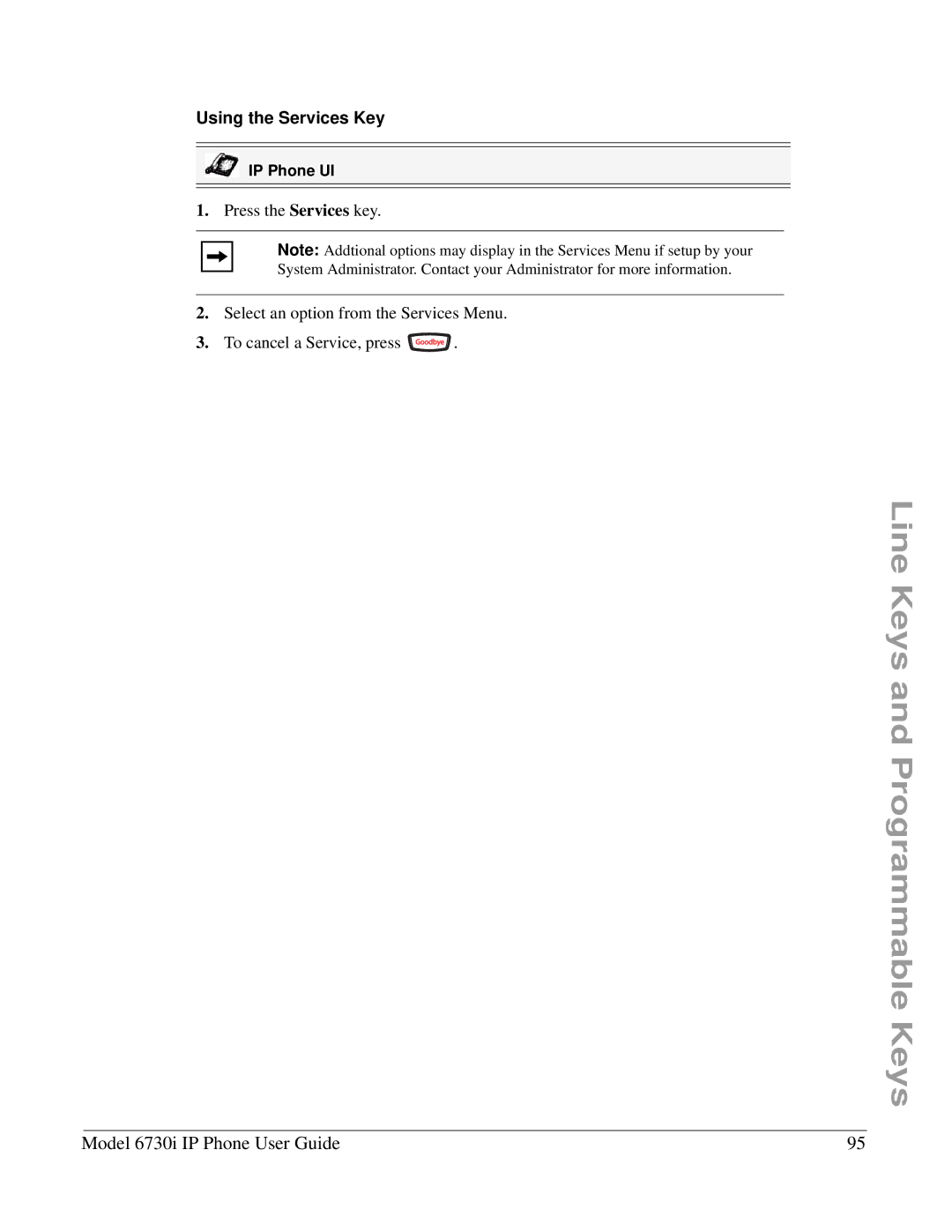 Aastra Telecom 6730I manual Using the Services Key 