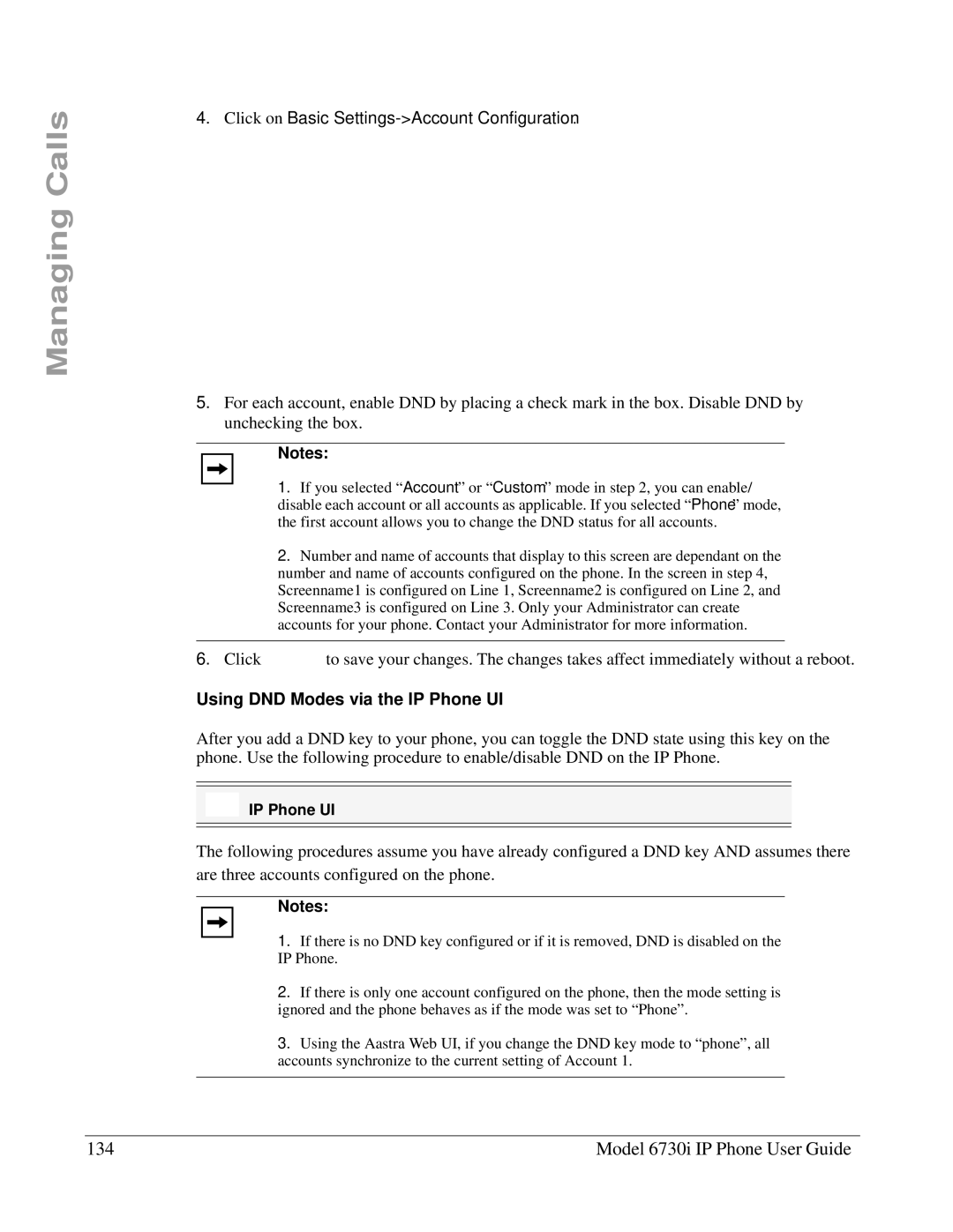 Aastra Telecom 6730I manual Model 6730i IP Phone User Guide, Click on Basic Settings-Account Configuration 