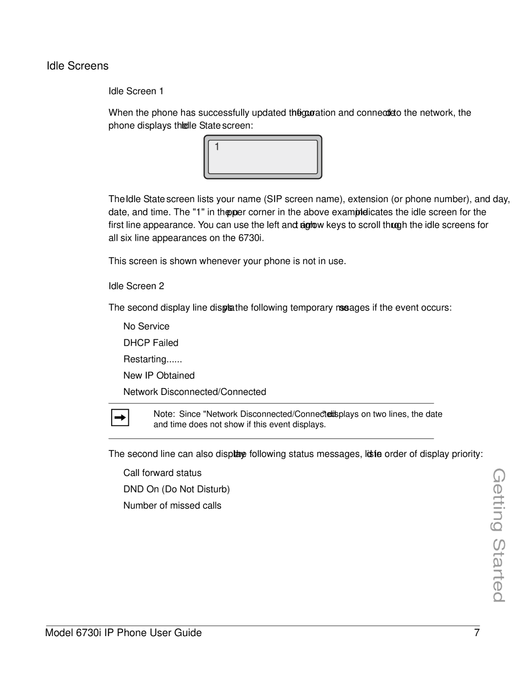 Aastra Telecom 6730I manual Idle Screens 