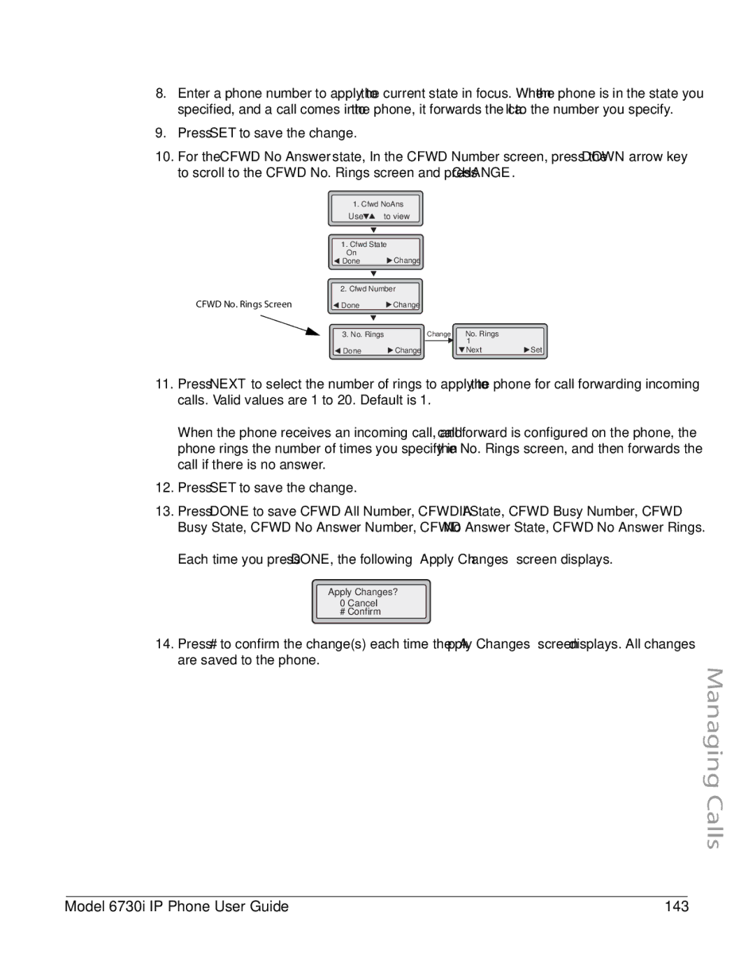 Aastra Telecom 6730I manual Model 6730i IP Phone User Guide 143 