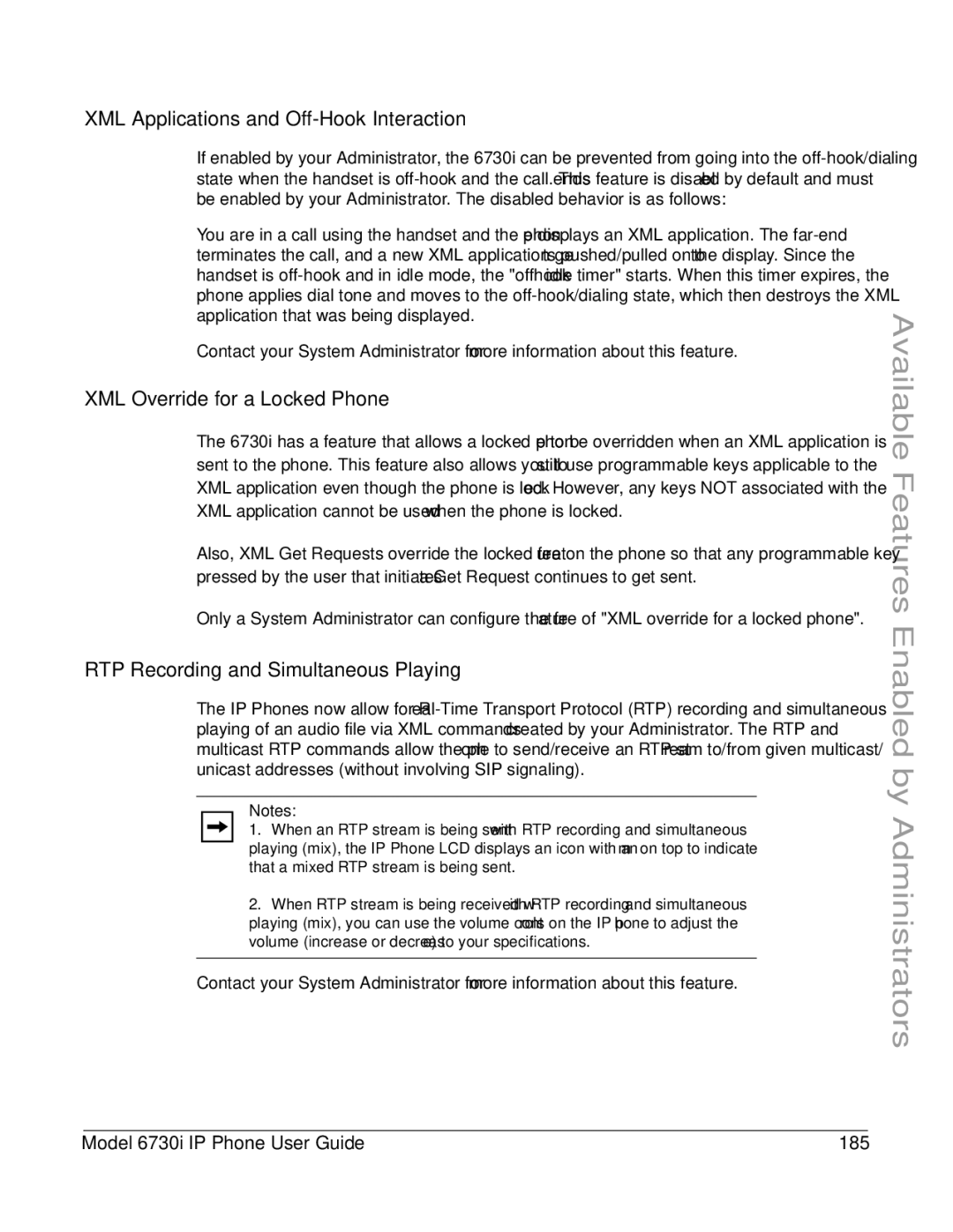 Aastra Telecom 6730I manual XML Applications and Off-Hook Interaction, XML Override for a Locked Phone 