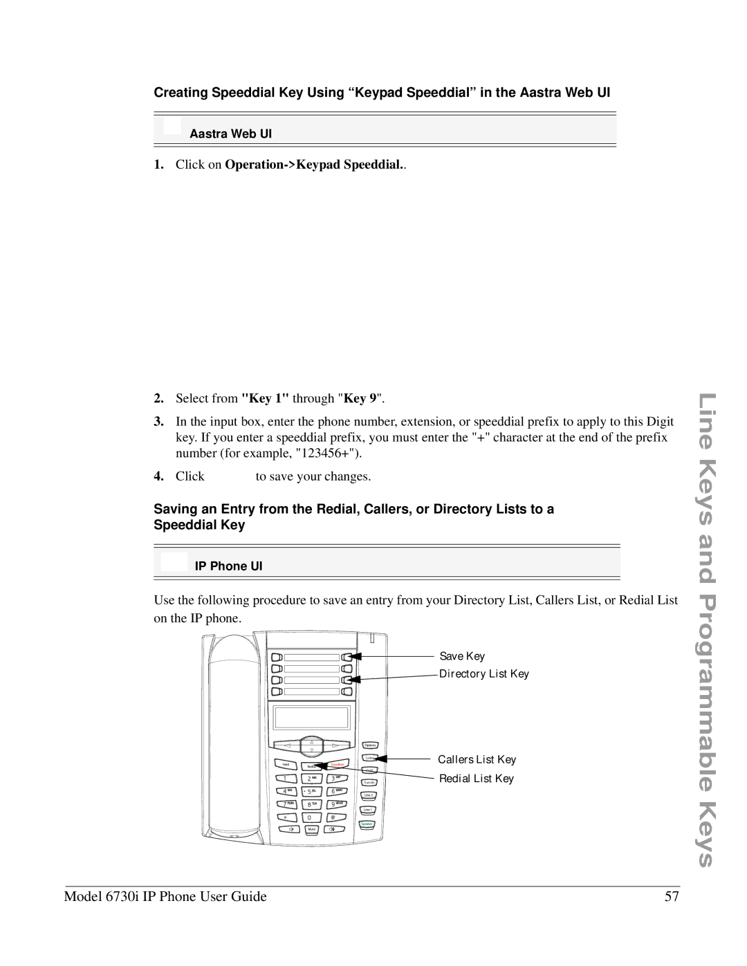 Aastra Telecom 6730I manual Click on Operation-Keypad Speeddial 