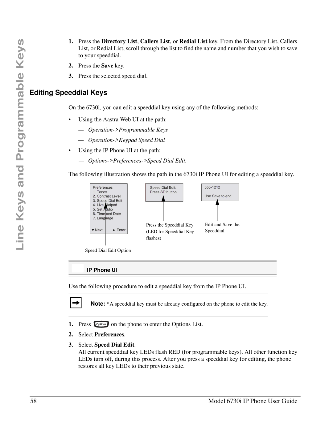 Aastra Telecom 6730I manual Programmable Keys, Editing Speeddial Keys 