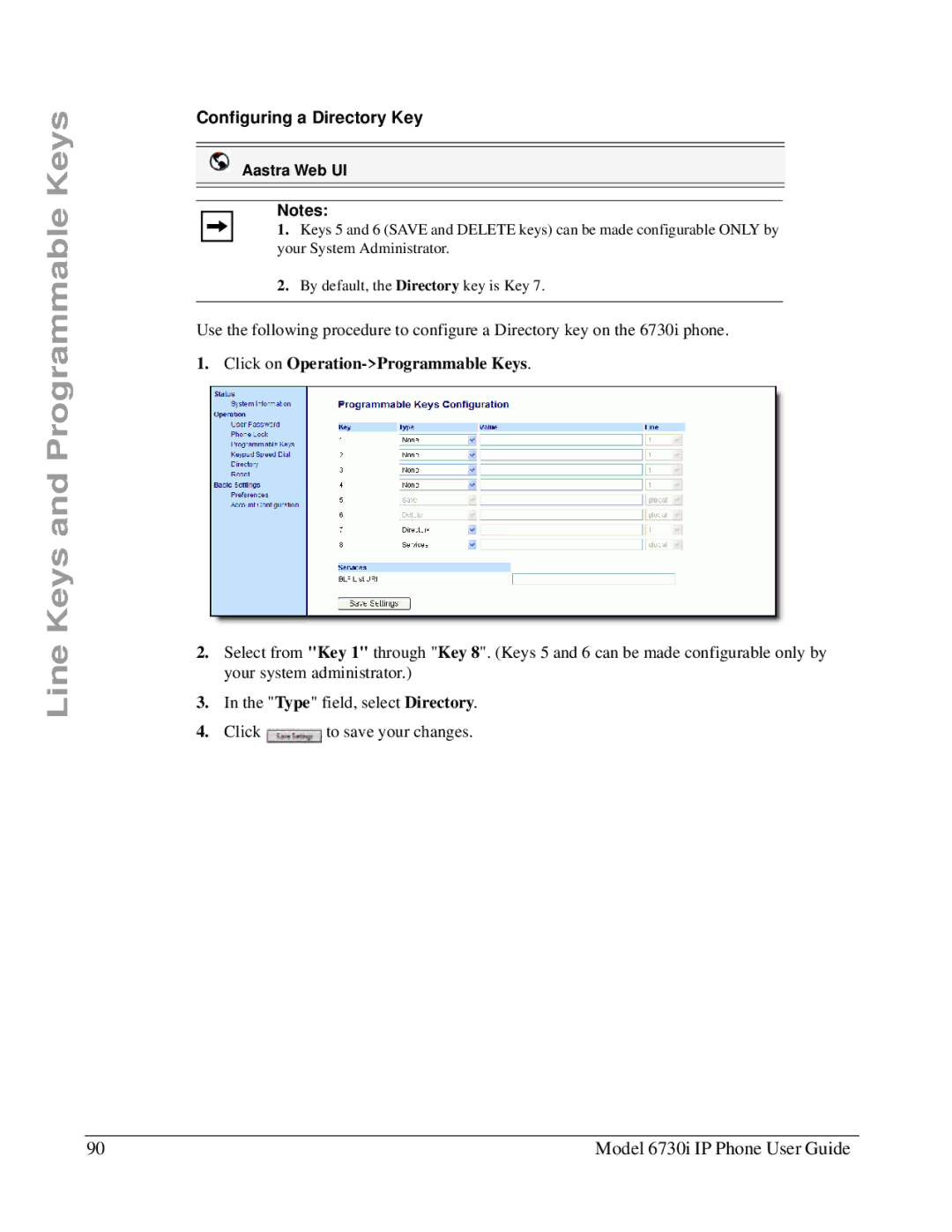 Aastra Telecom 6730I manual Configuring a Directory Key 