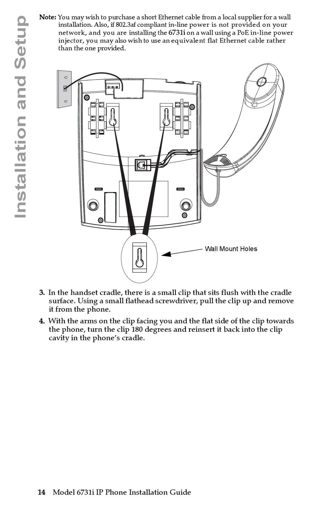 Aastra Telecom 6731I manual Wall Mount Holes 