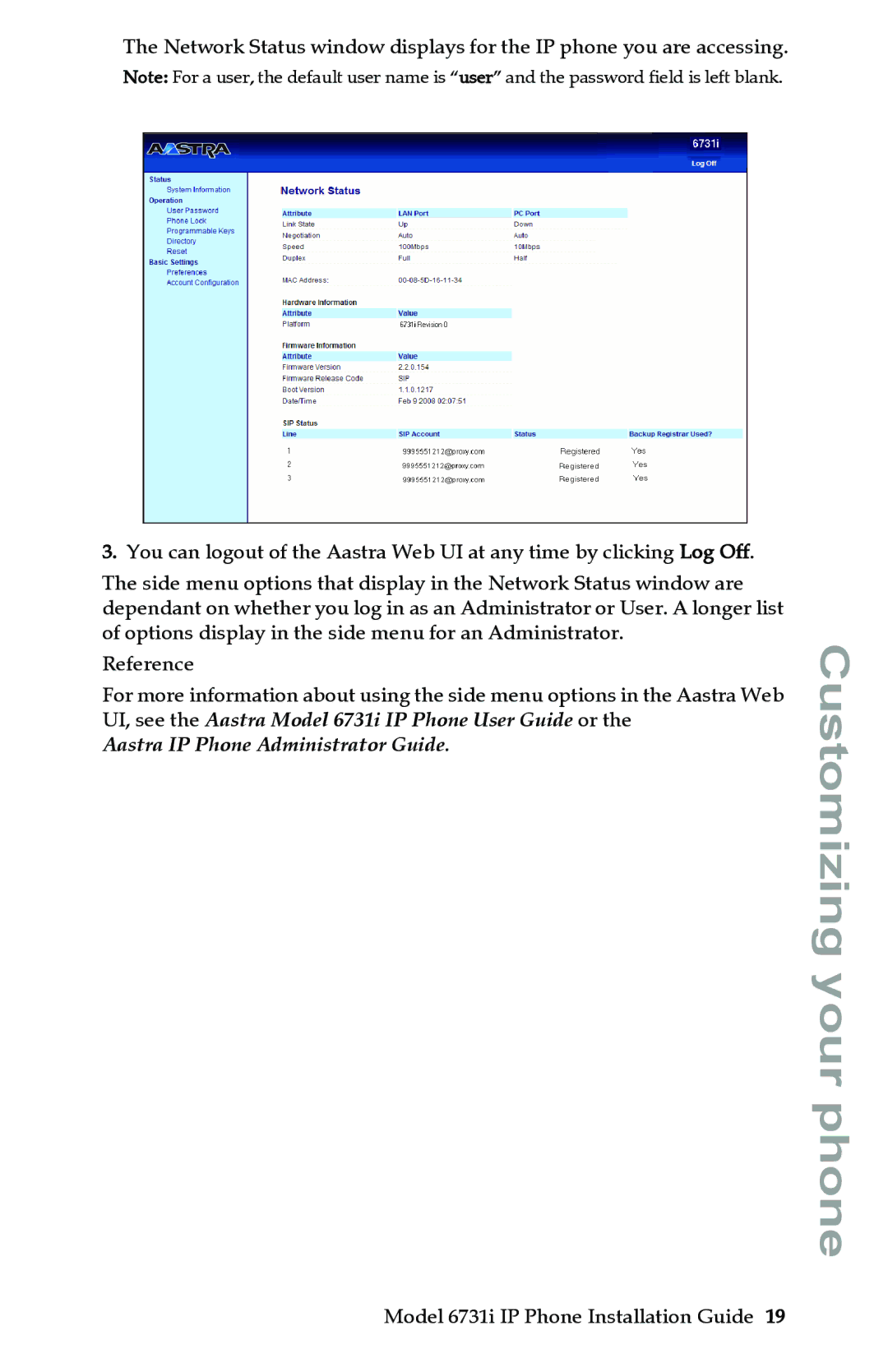 Aastra Telecom 6731I manual Aastra IP Phone Administrator Guide 