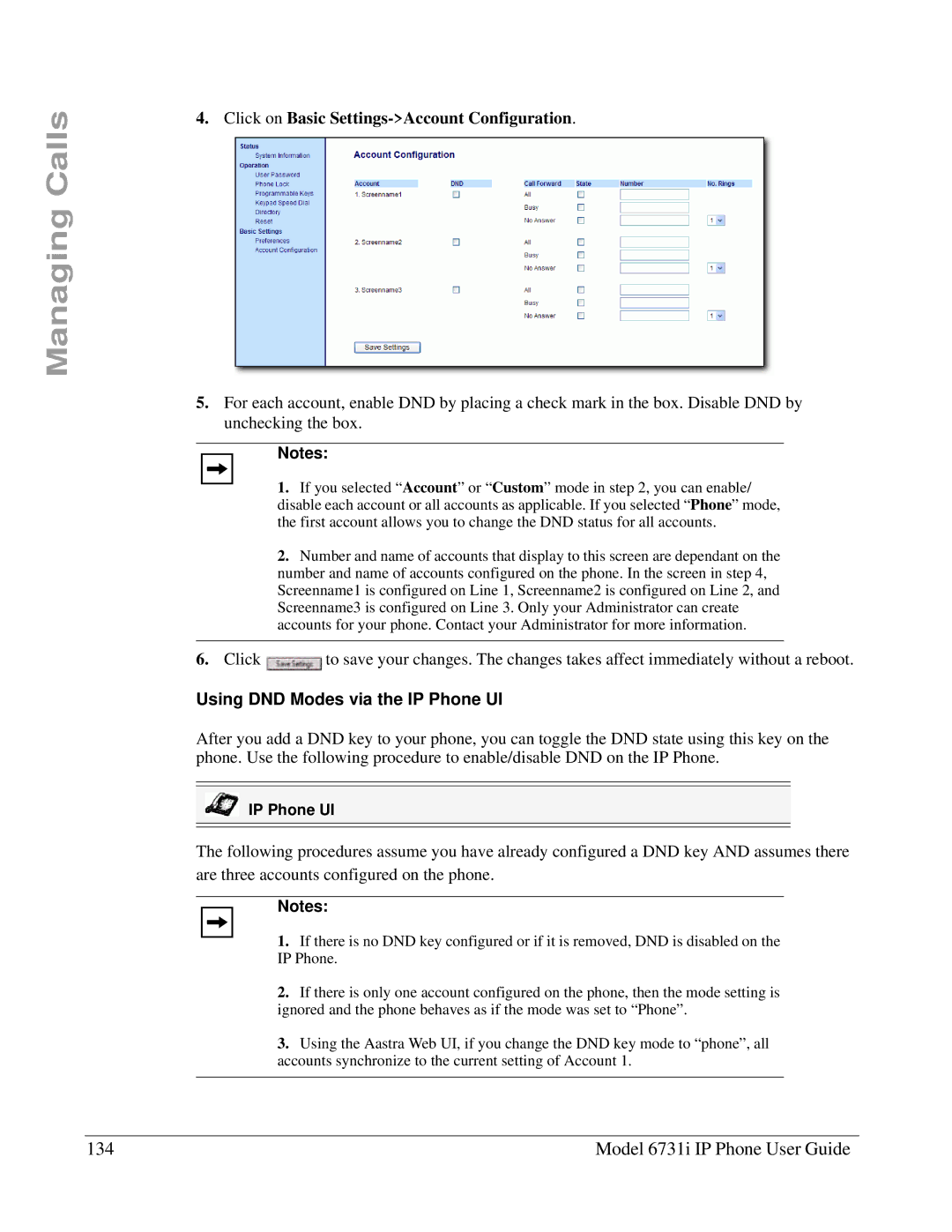 Aastra Telecom 6731I manual Model 6731i IP Phone User Guide, Click on Basic Settings-Account Configuration 