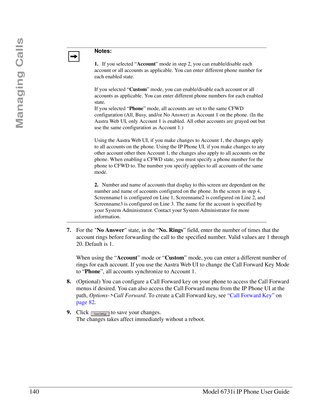 Aastra Telecom 6731I manual Model 6731i IP Phone User Guide 