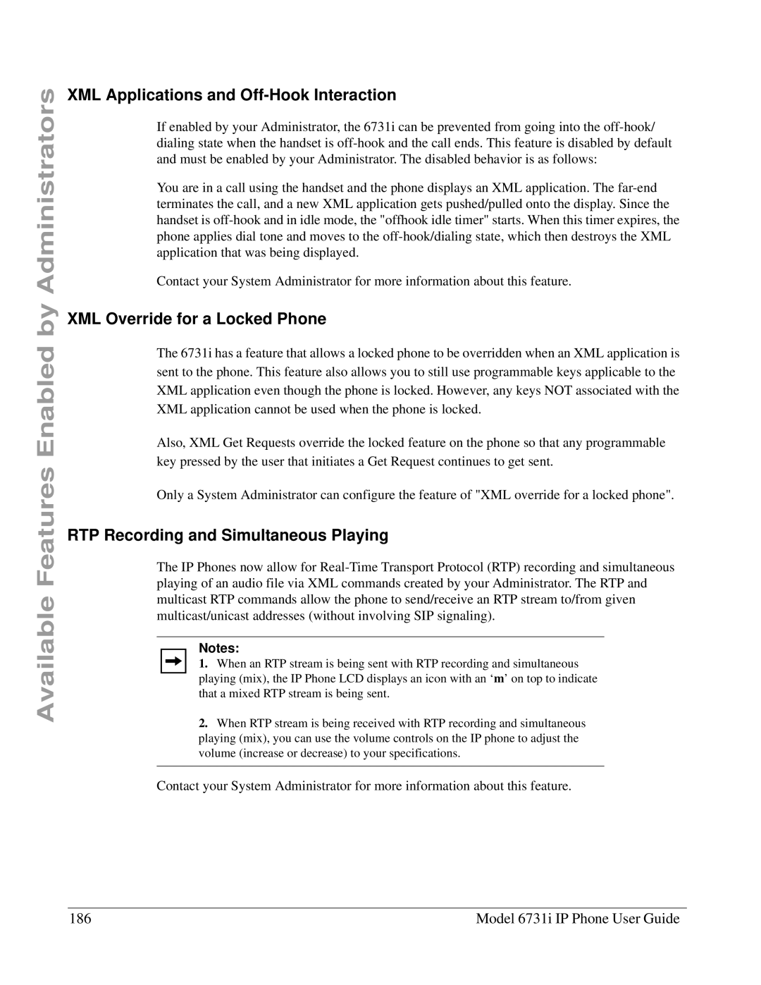 Aastra Telecom 6731I manual XML Applications and Off-Hook Interaction, XML Override for a Locked Phone 