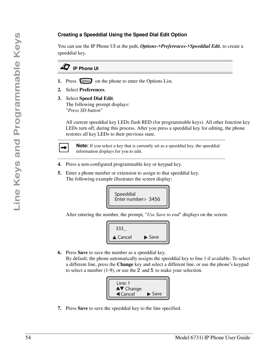 Aastra Telecom 6731I Creating a Speeddial Using the Speed Dial Edit Option, Select Preferences Select Speed Dial Edit 