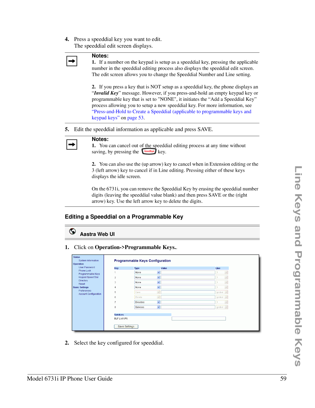 Aastra Telecom 6731I manual Edit the speeddial information as applicable and press Save 