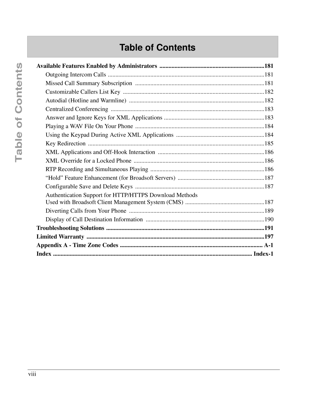 Aastra Telecom 6731I manual 181, Viii 