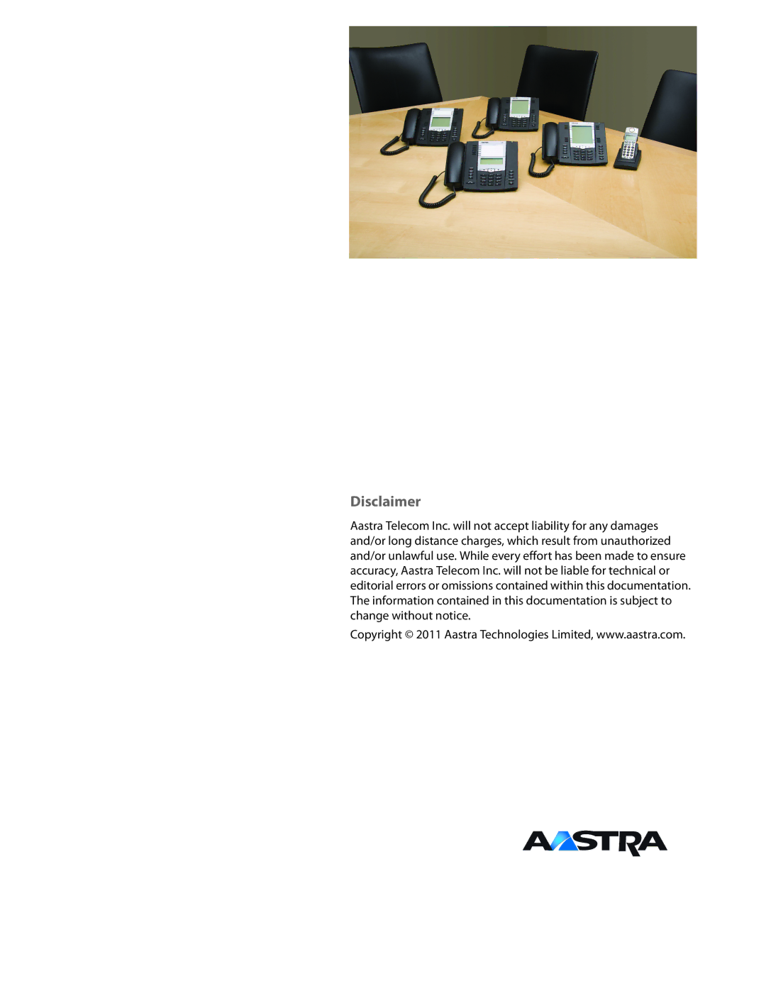 Aastra Telecom 6735I manual Disclaimer 