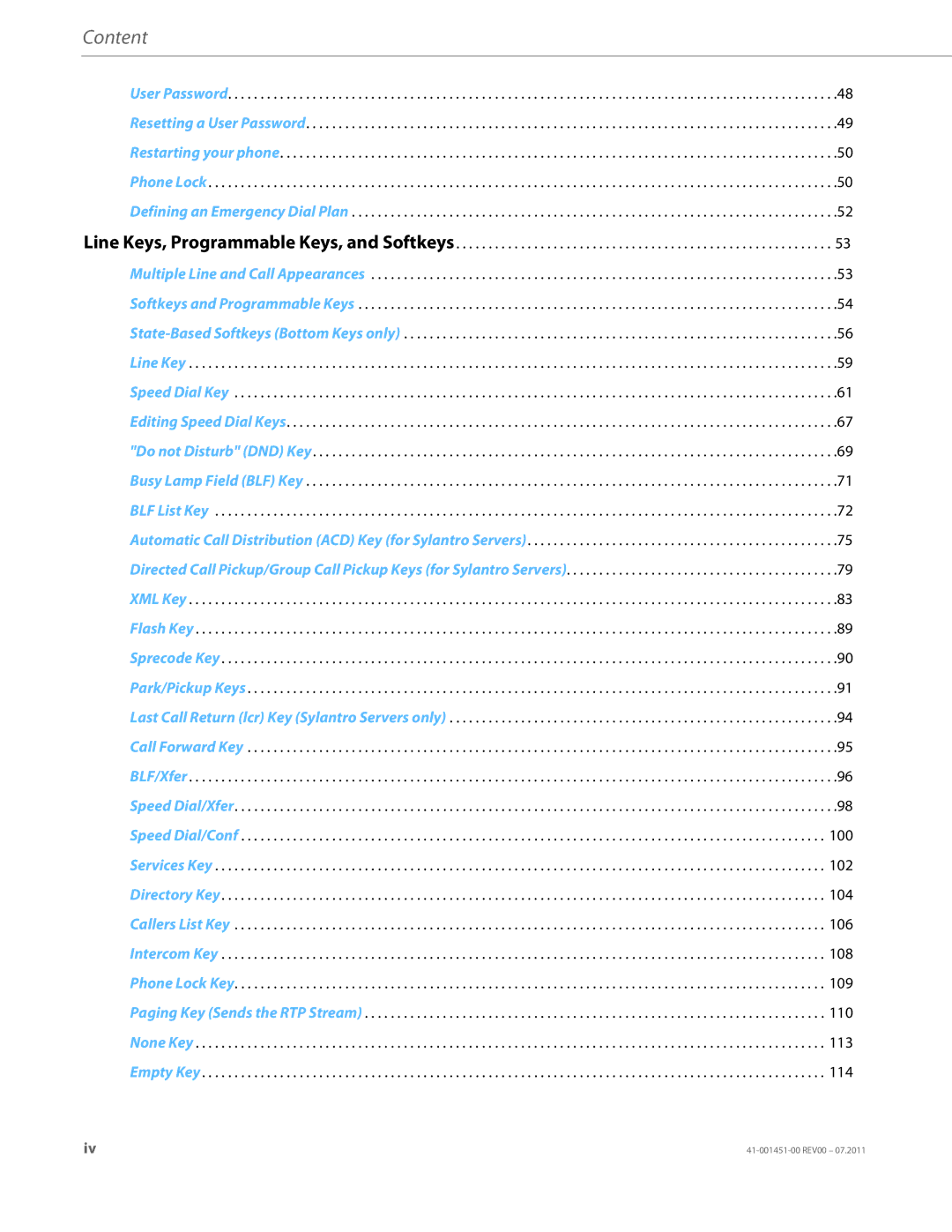 Aastra Telecom 6735I manual Content 